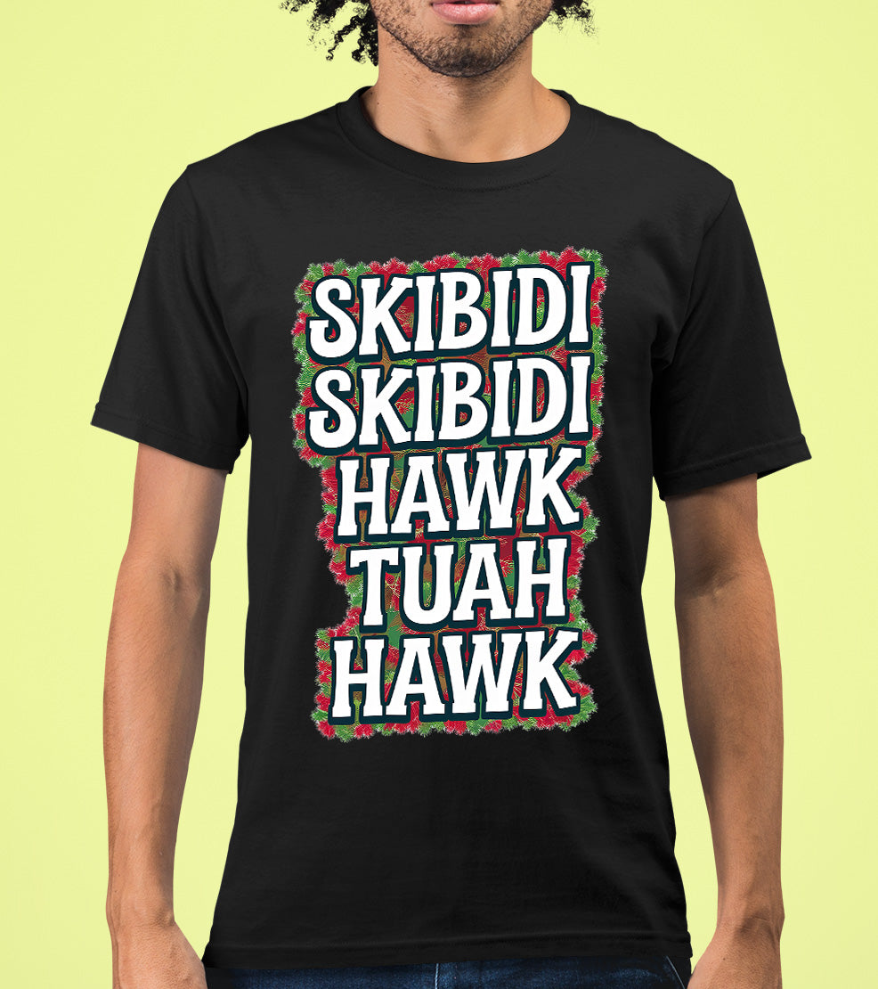 Christmas Skibidi Skibidi Hawk Tuah Hawk Art - Festive Holiday Scene for Gifts, Unique Cheer, Seasonal Pixel Masterpiece T-Shirt