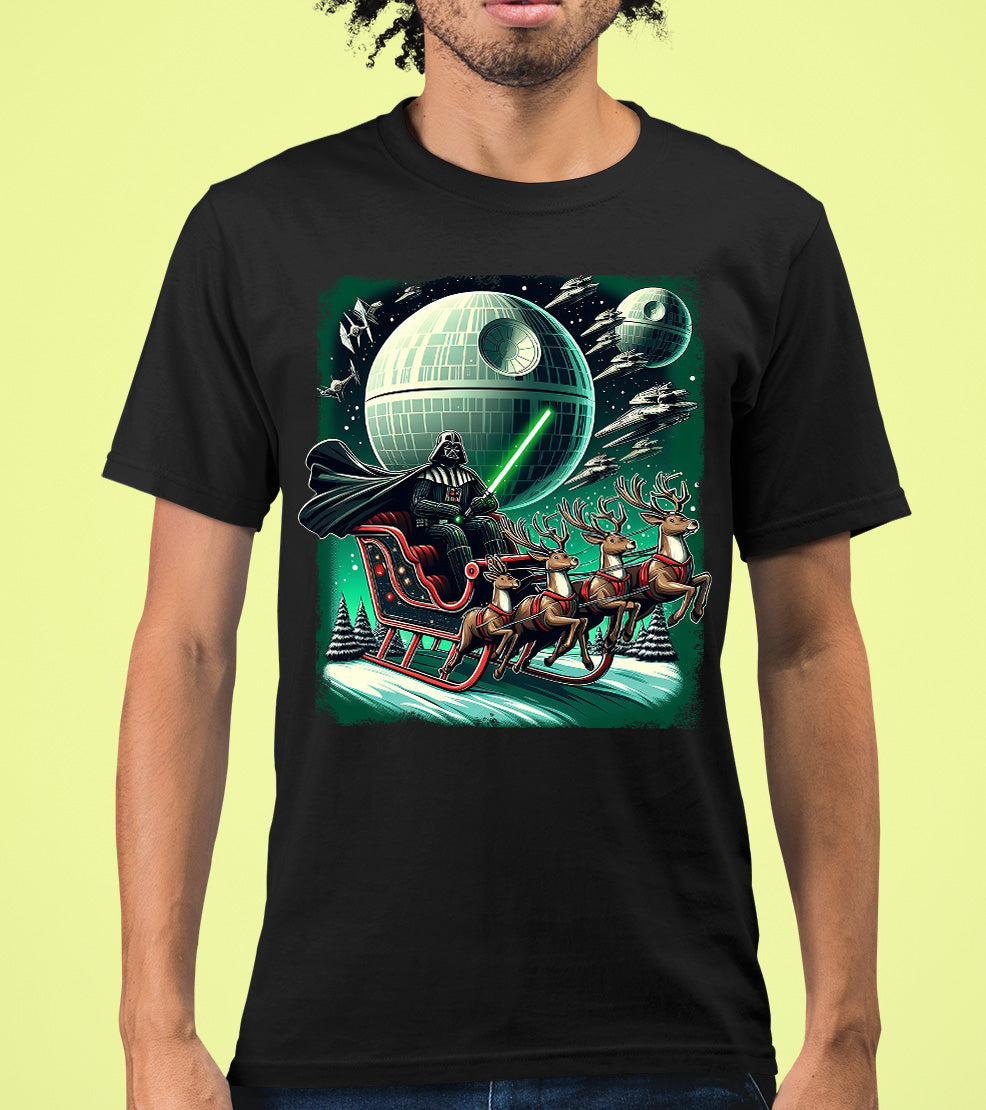Star Wars Death Star Christmas Light Saber Holiday Galaxy Gift Idea for Sci-Fi Fans T-Shirt
