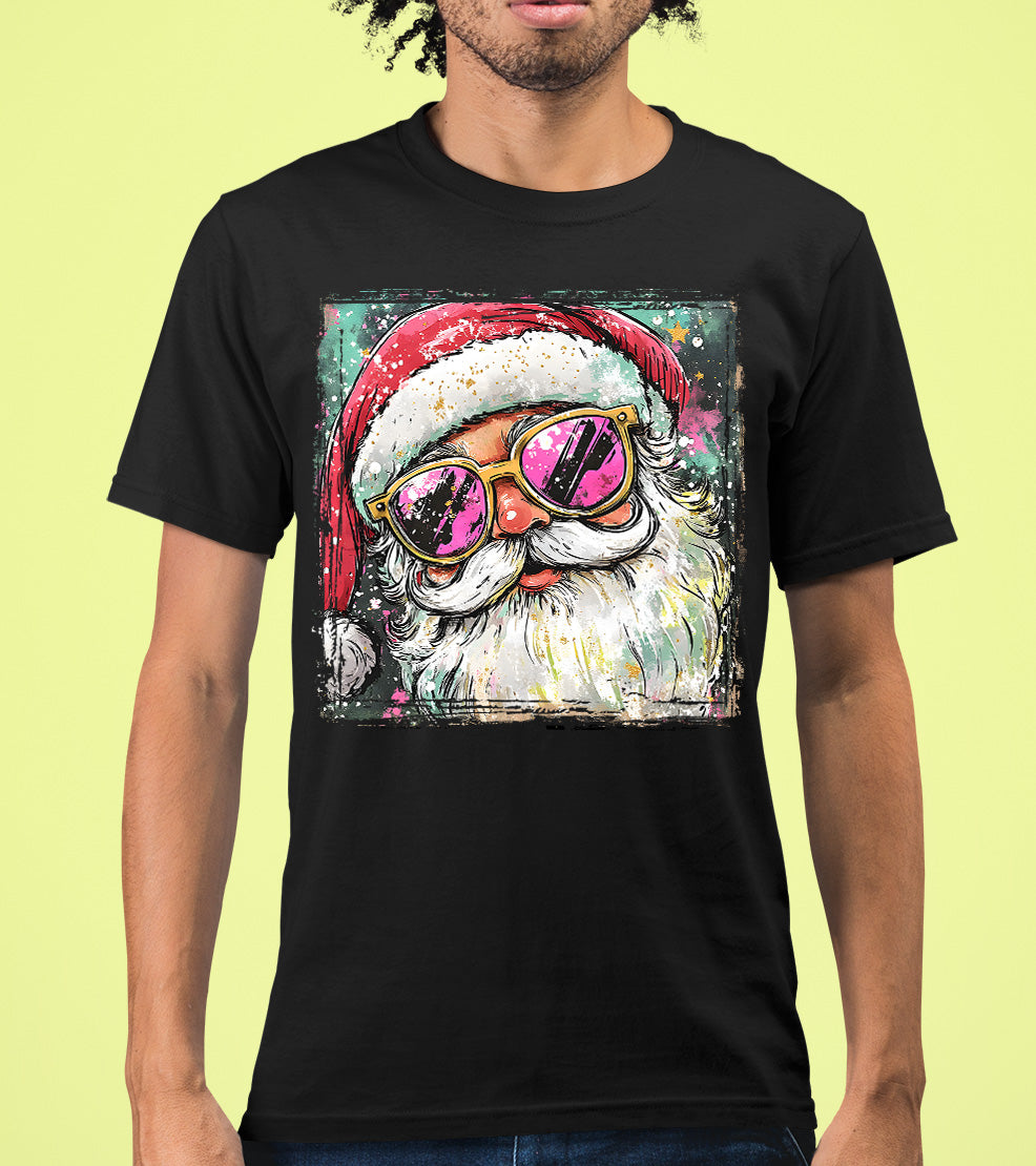 Cool Santa Christmas Art, Whimsical Santa Claus for Holiday Gift Ideas, Festive Collector Piece, Handmade Holiday Joy T-Shirt