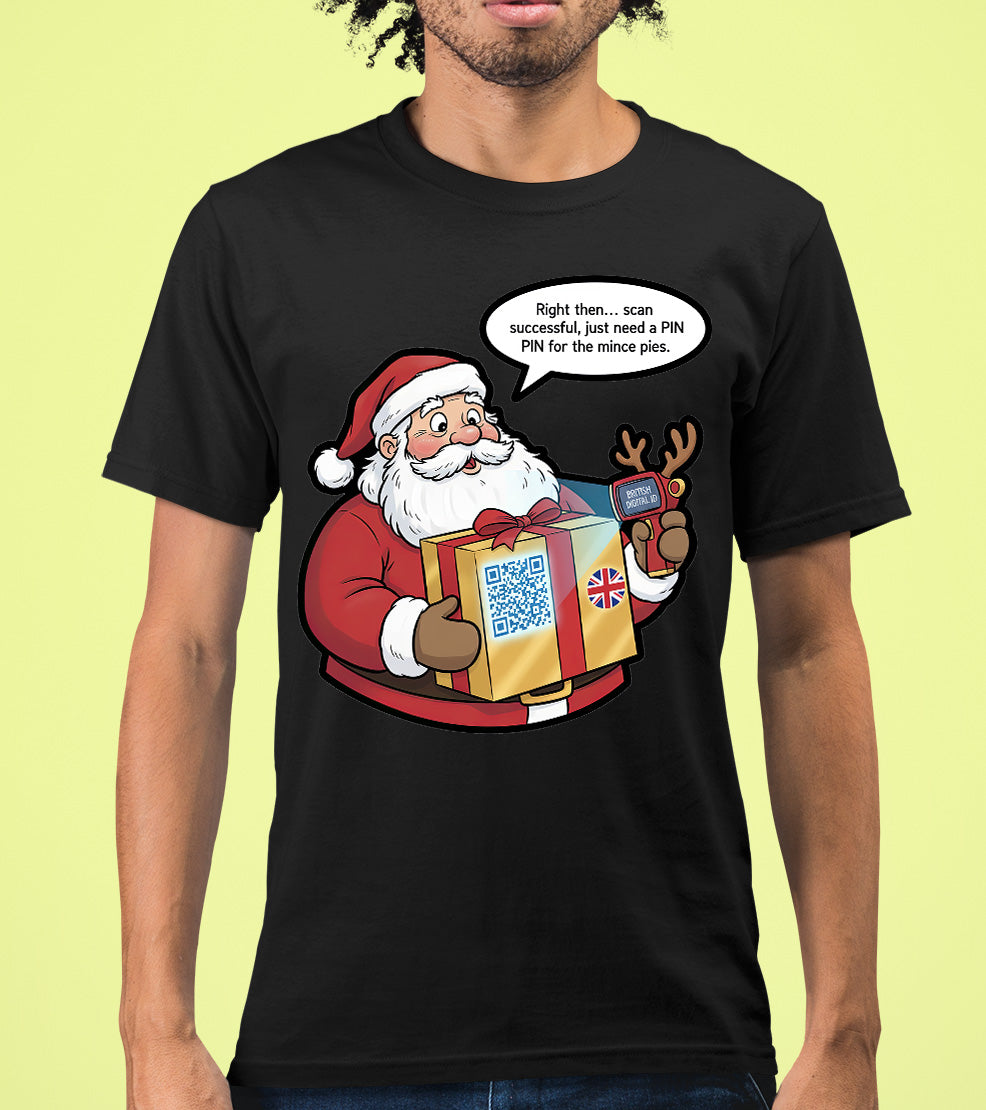 UK Digital ID Santa - Festive Christmas Security Badge Template for Online Use T-Shirt