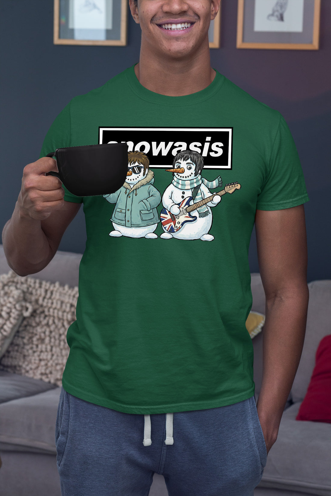 Snowasis Snowmen Guitar Christmas Keepsake - Handmade Whimsical Holiday Sculpture Gift Idea T-Shirt