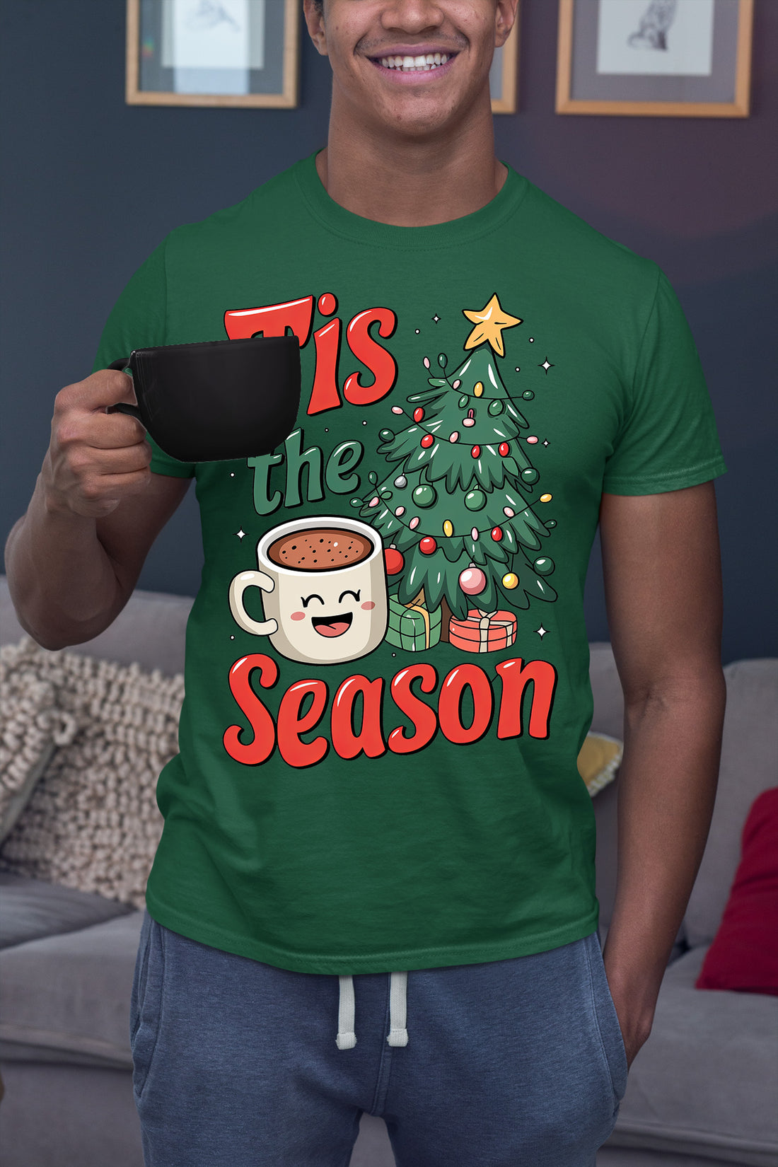 Tis the Season - Merry Christmas Village Scene - Cozy Winter Charm for Collectors, Handmade Gift for Holidays T-Shirt