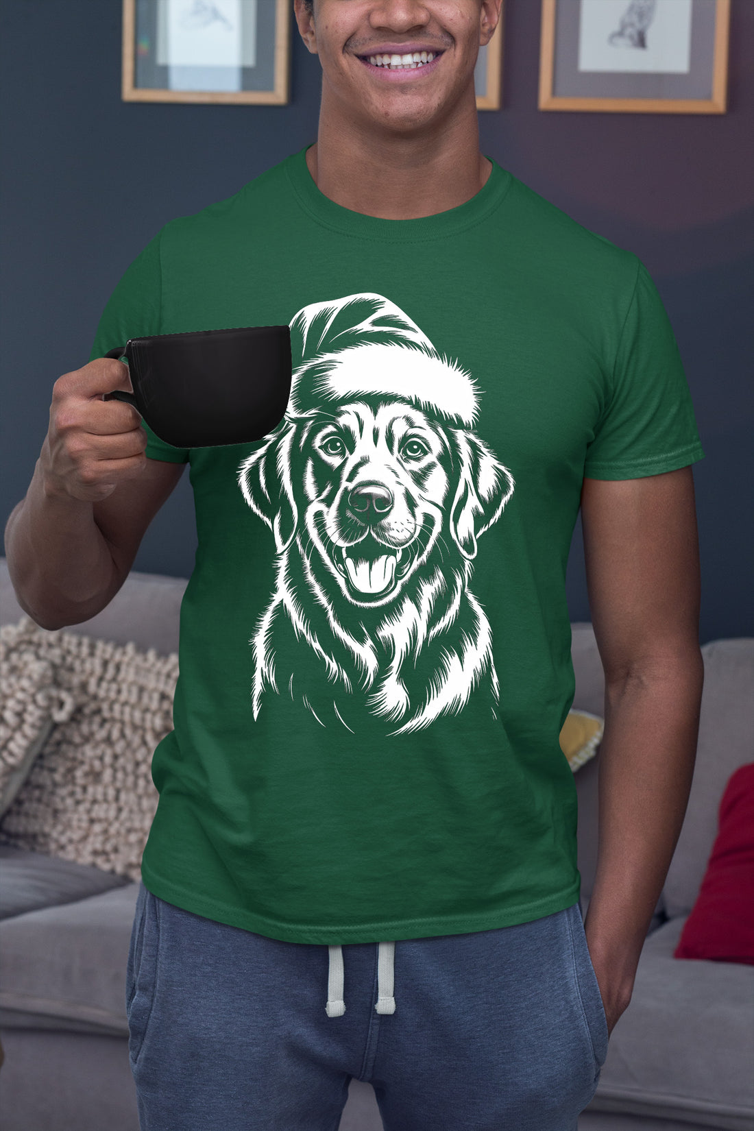 Christmas Dog Illustration for Pet Lovers – Festive Holiday Scene Gift Idea, Cozy Canine Portrait, Seasonal Cheer T-Shirt