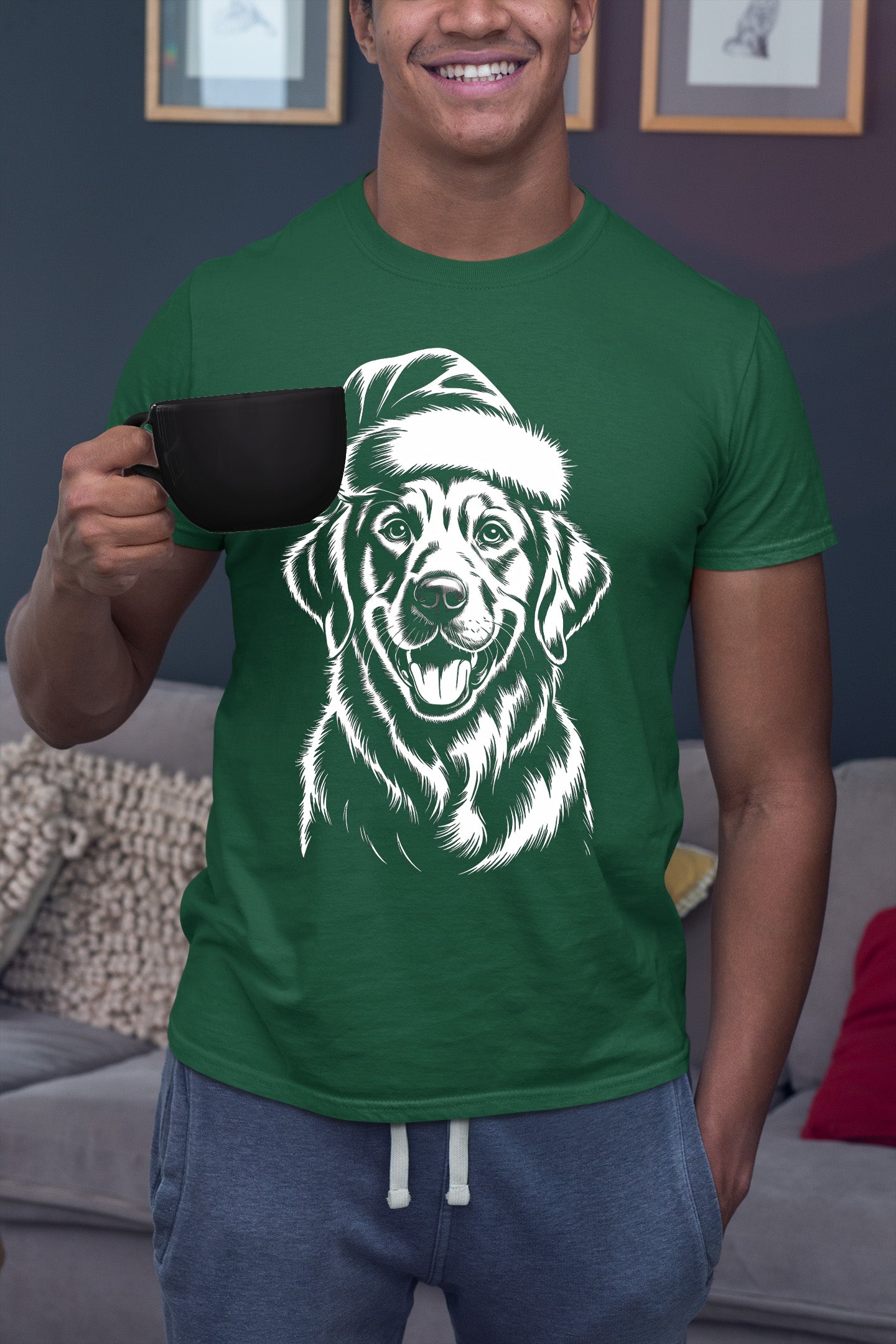 Christmas Dog Illustration for Pet Lovers – Festive Holiday Scene Gift Idea, Cozy Canine Portrait, Seasonal Cheer T-Shirt