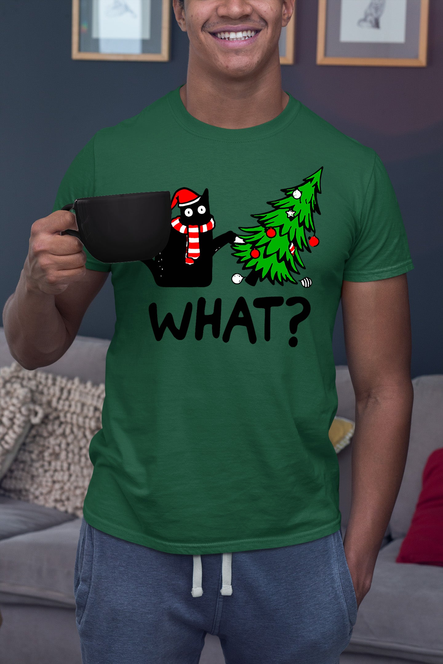 What Cat Says at Christmas - Funny Kitty Gift for Cat Lovers, Holiday Humor, Whiskers & Paws, Cozy Christmas Cheer T-Shirt