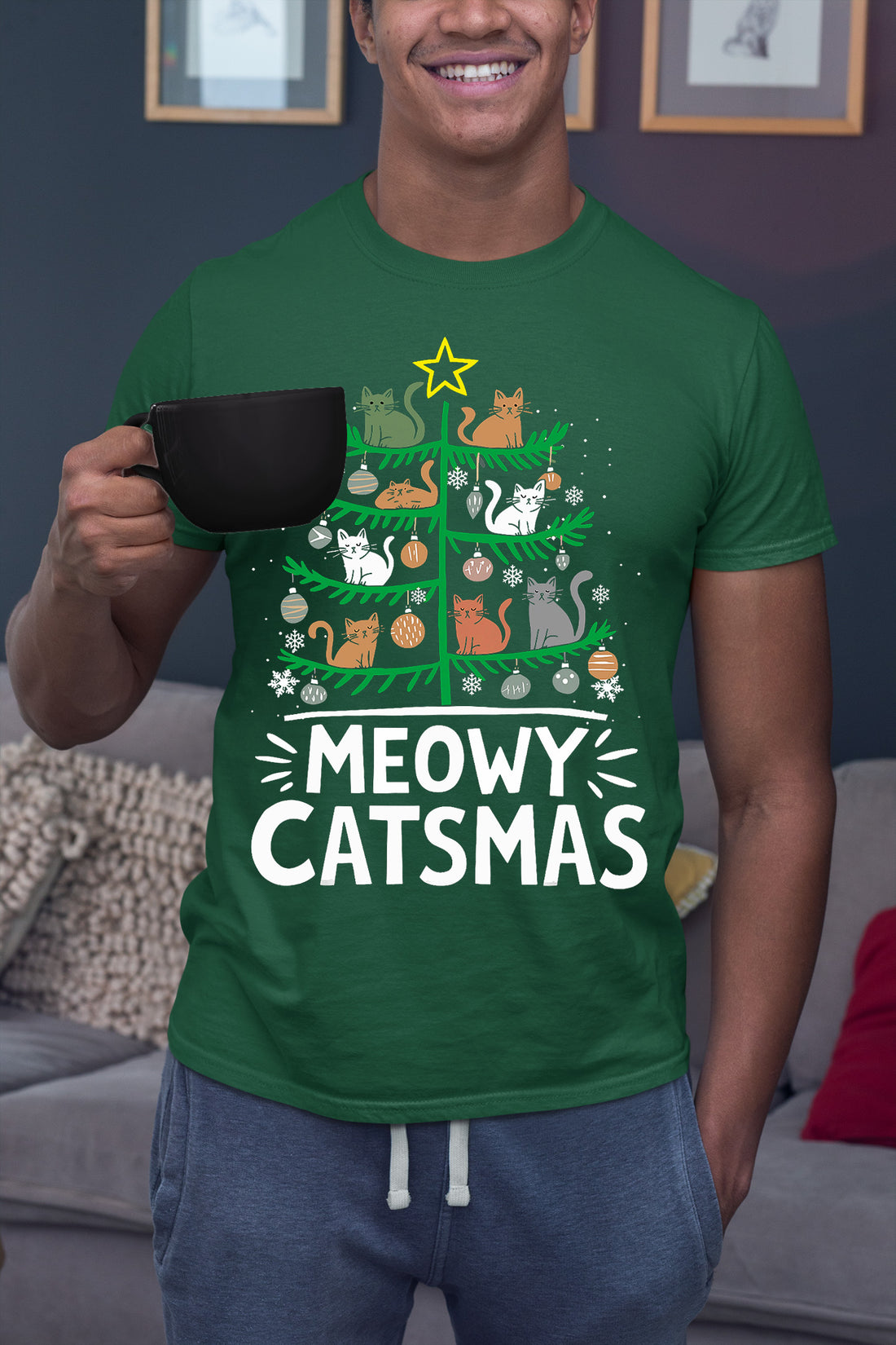 Meowy Catmas Tree - Festive Christmas Gift for Cat Lovers, Holiday Keepsake T-Shirt