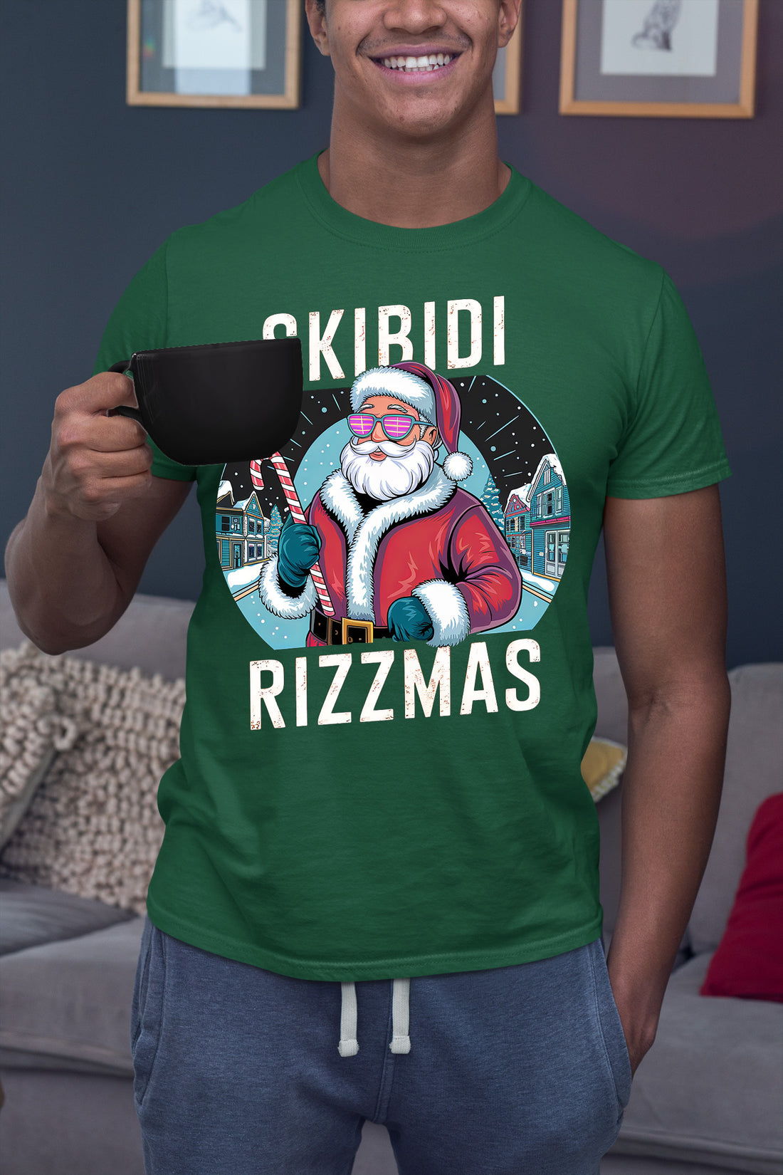 Skibidi Rizzman Santa Christmas Edition - Hilarious Pop Culture Gift Idea for Holidays, Festive Cheer T-Shirt