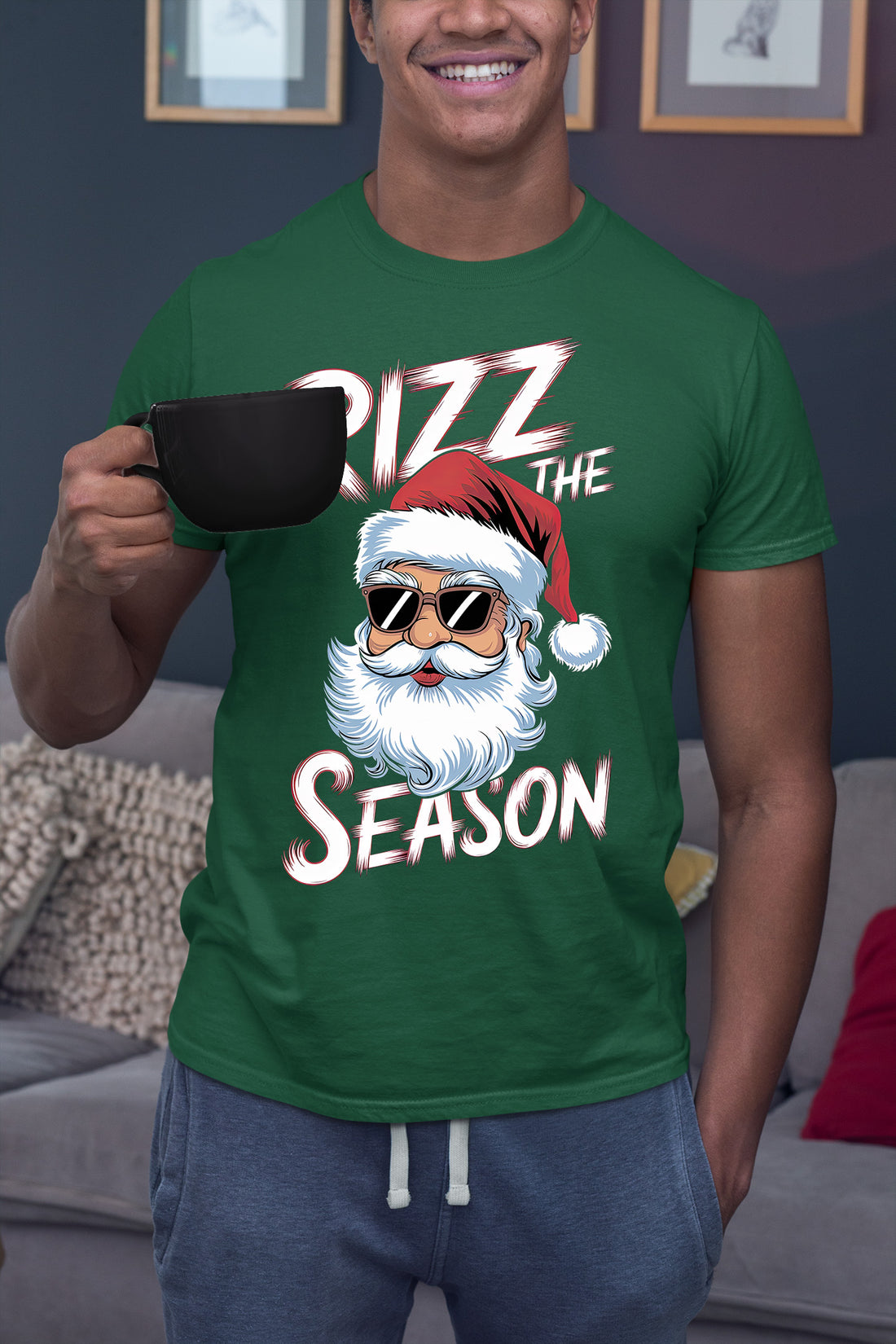 Rizz the Seasonn Santa Sunglasses – Christmas Santa Glasses, Funny Holiday Fashion Accessory, Festive Seasonal Gift Idea, Cozy Cheer T-Shirt