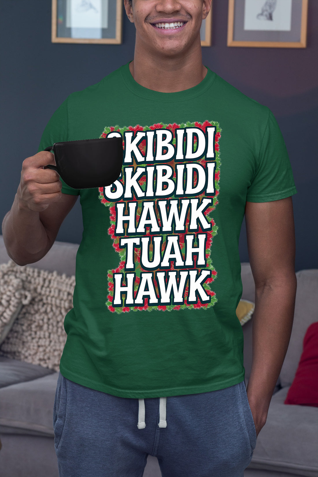 Christmas Skibidi Skibidi Hawk Tuah Hawk Art - Festive Holiday Scene for Gifts, Unique Cheer, Seasonal Pixel Masterpiece T-Shirt