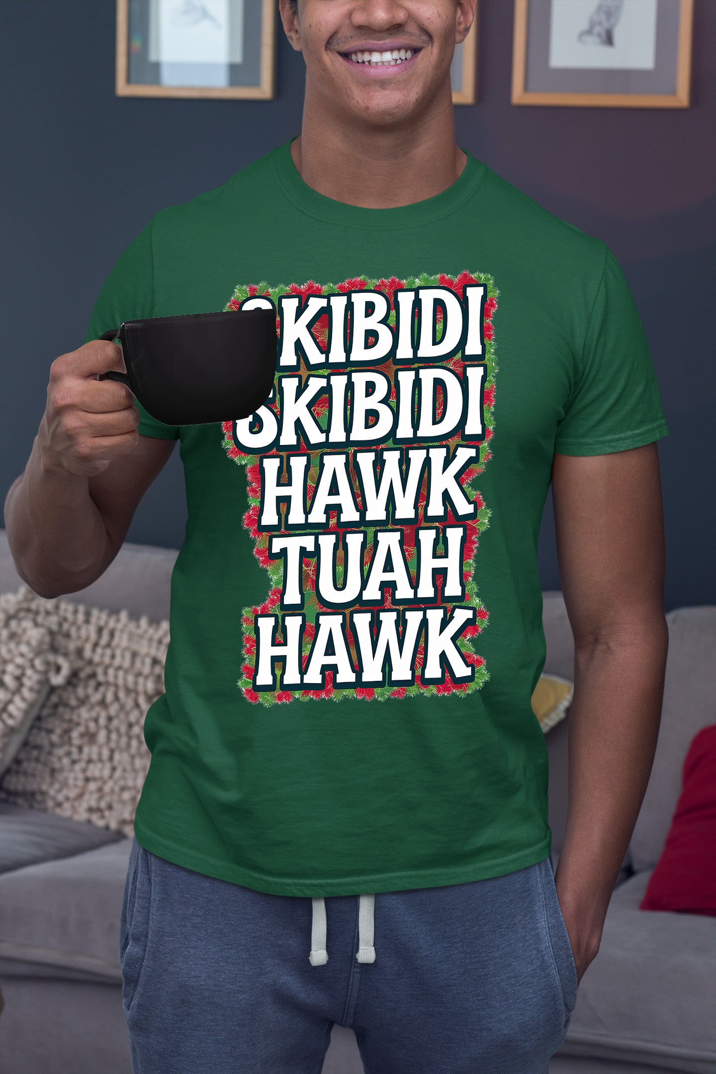Christmas Skibidi Skibidi Hawk Tuah Hawk Art - Festive Holiday Scene for Gifts, Unique Cheer, Seasonal Pixel Masterpiece T-Shirt