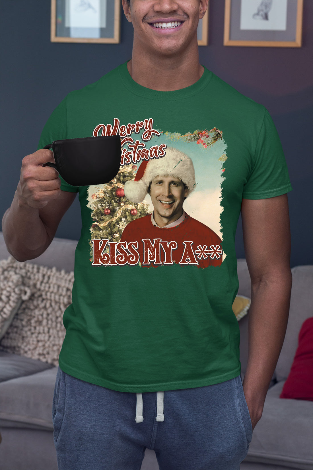 Merry Christmas Kiss My A** - Funny Xmas Phrase, Holiday Snark, Gag Gift, Seasonal Humor Keepsake T-Shirt