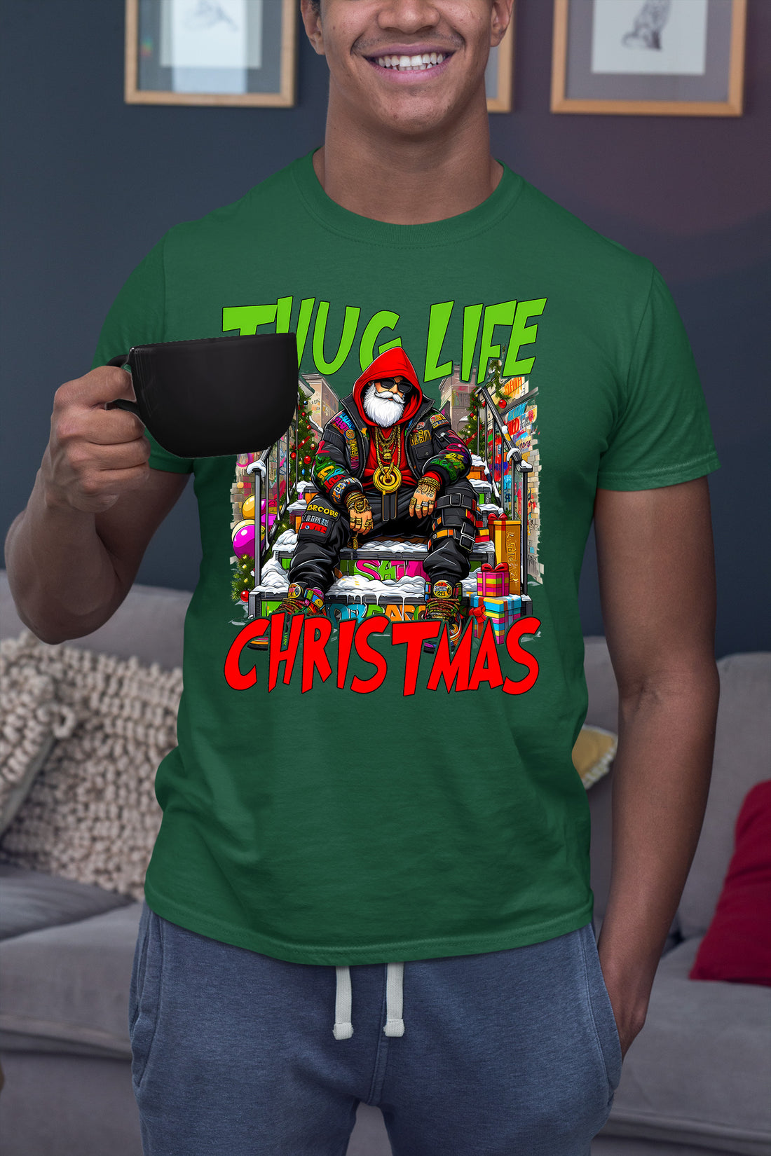 Thug Santa Christmas Theme | Bold Santa Claus Attitude Xmas Holiday Concept T-Shirt