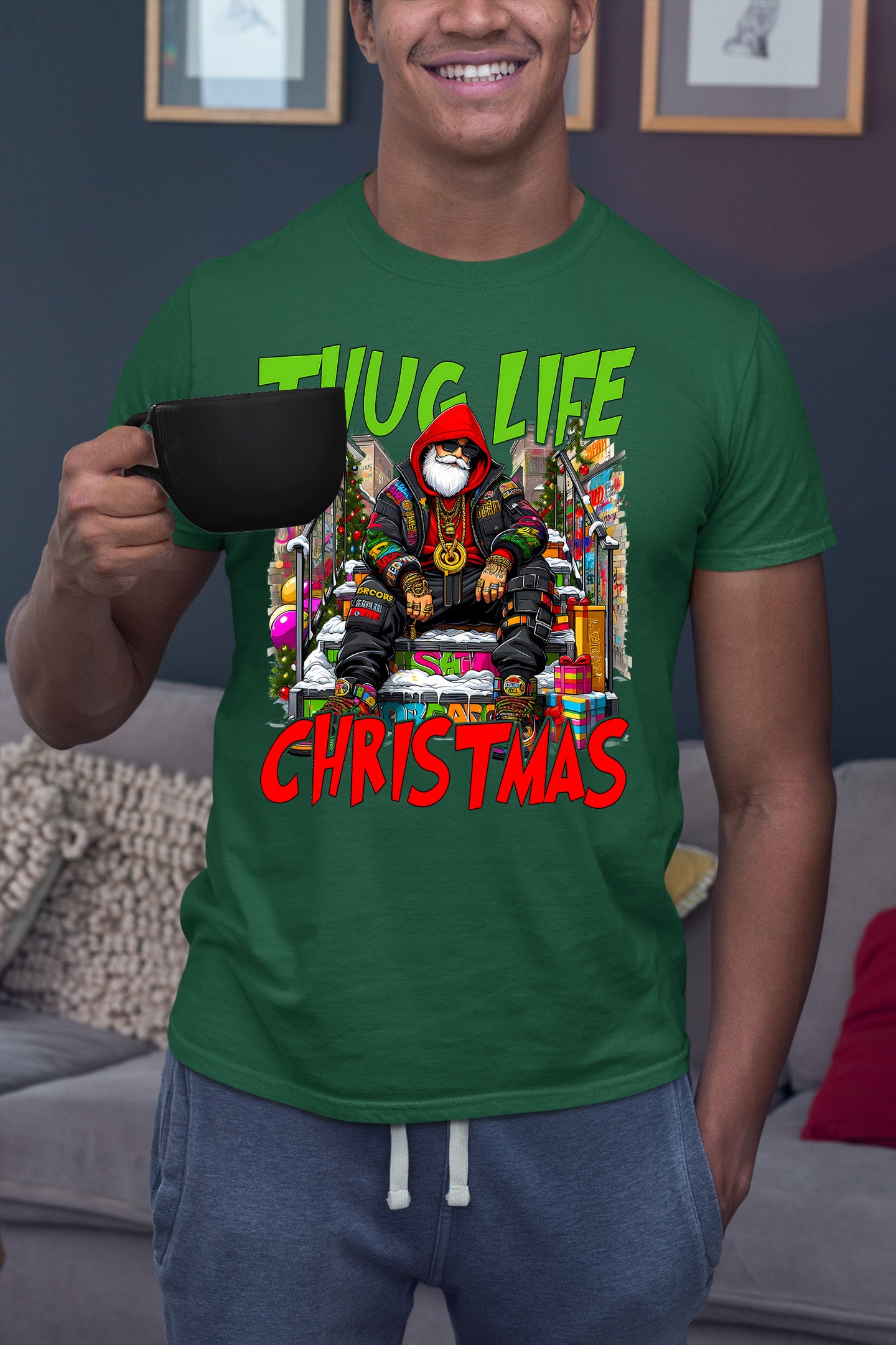 Thug Santa Christmas Theme | Bold Santa Claus Attitude Xmas Holiday Concept T-Shirt