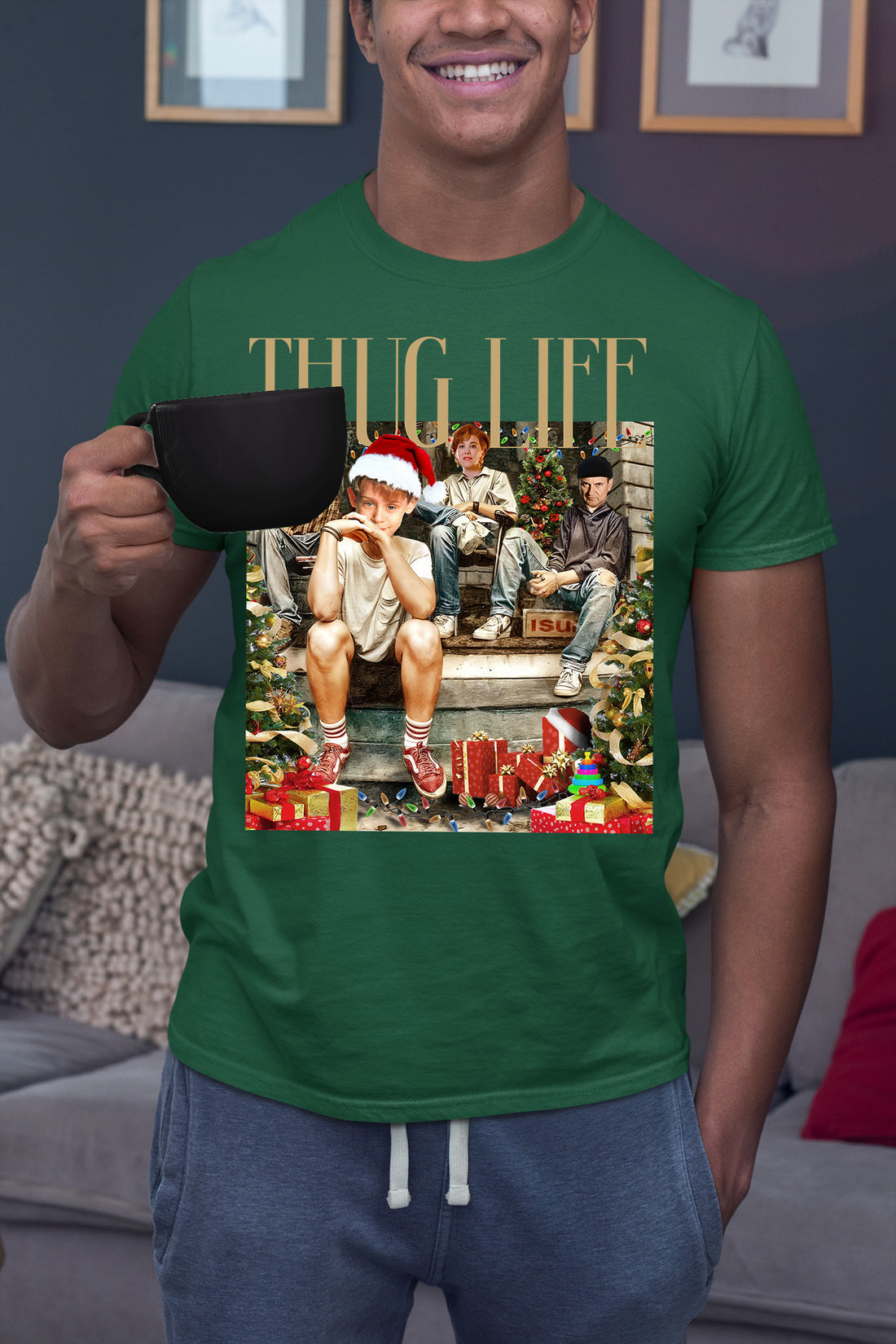 Christmas Thug Life Porch Santa Hat - Funny Santa Hat for Porch, Holiday Humor Gift T-Shirt