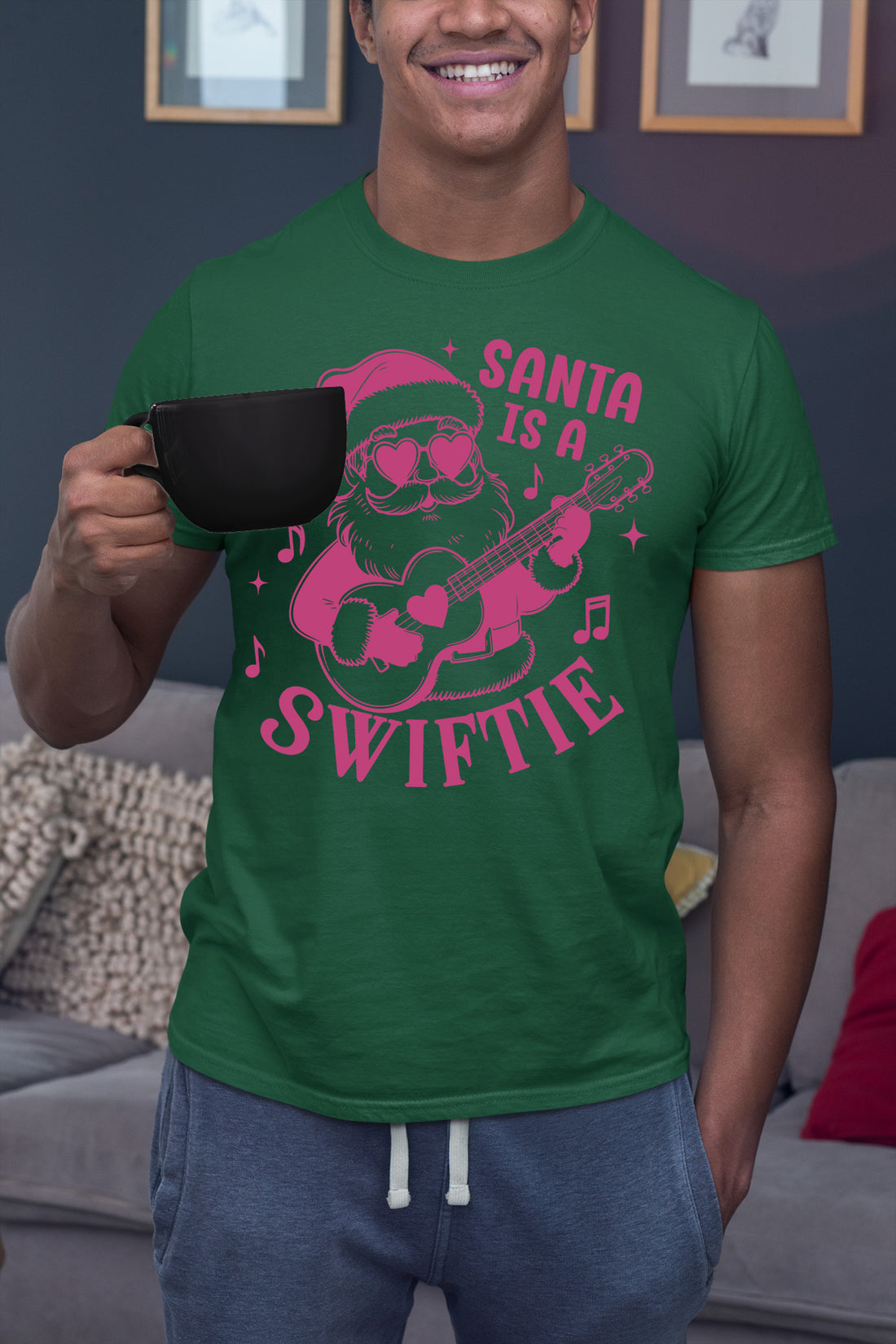 Santa is a Swiftie Christmas Gift Idea for Music Lovers - Festive Santa Theme, Holiday Joy T-Shirt