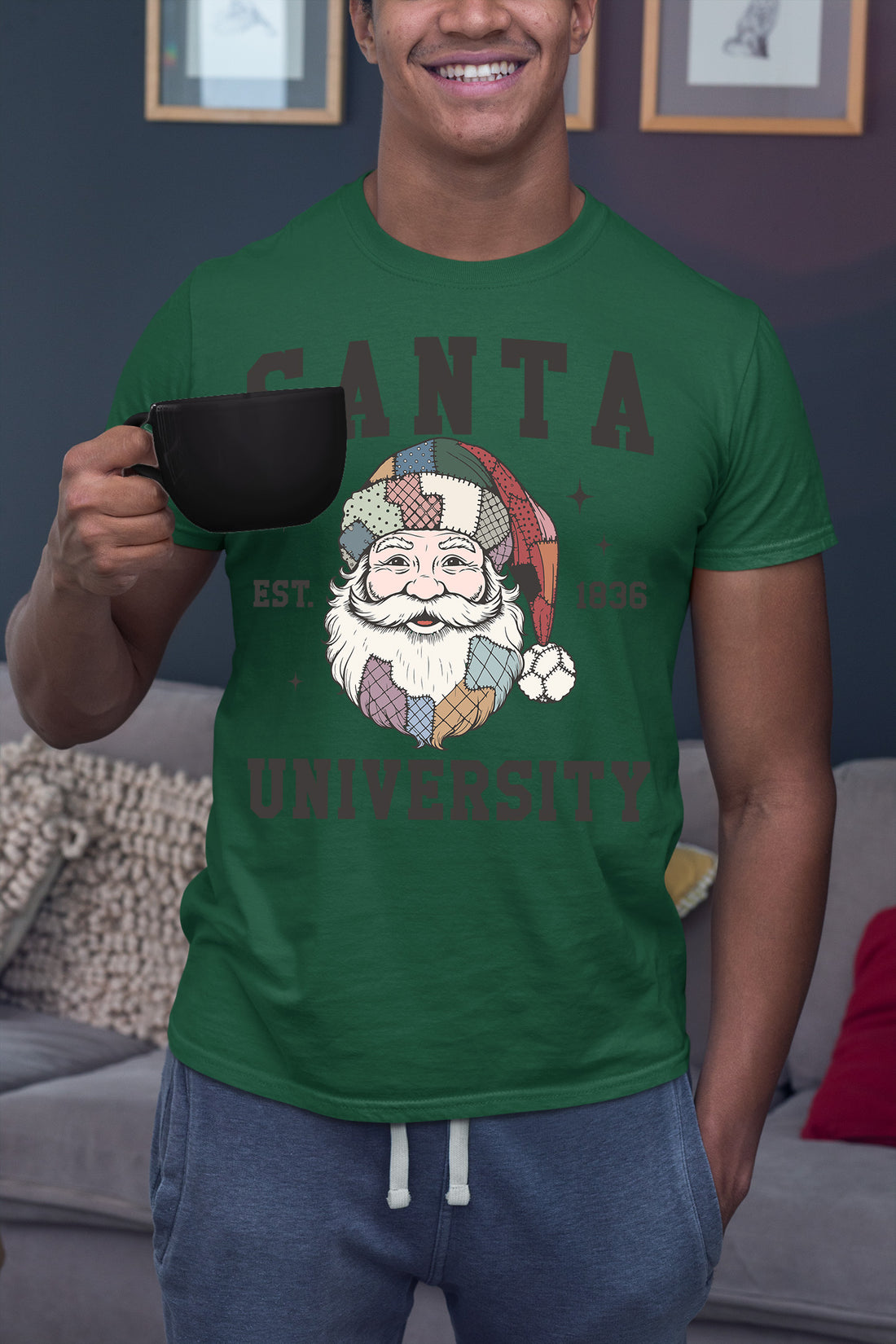 Santa University Christmas Collection, Santa Claus Gift, North Pole Education Theme, Festive Holiday Cheer T-Shirt
