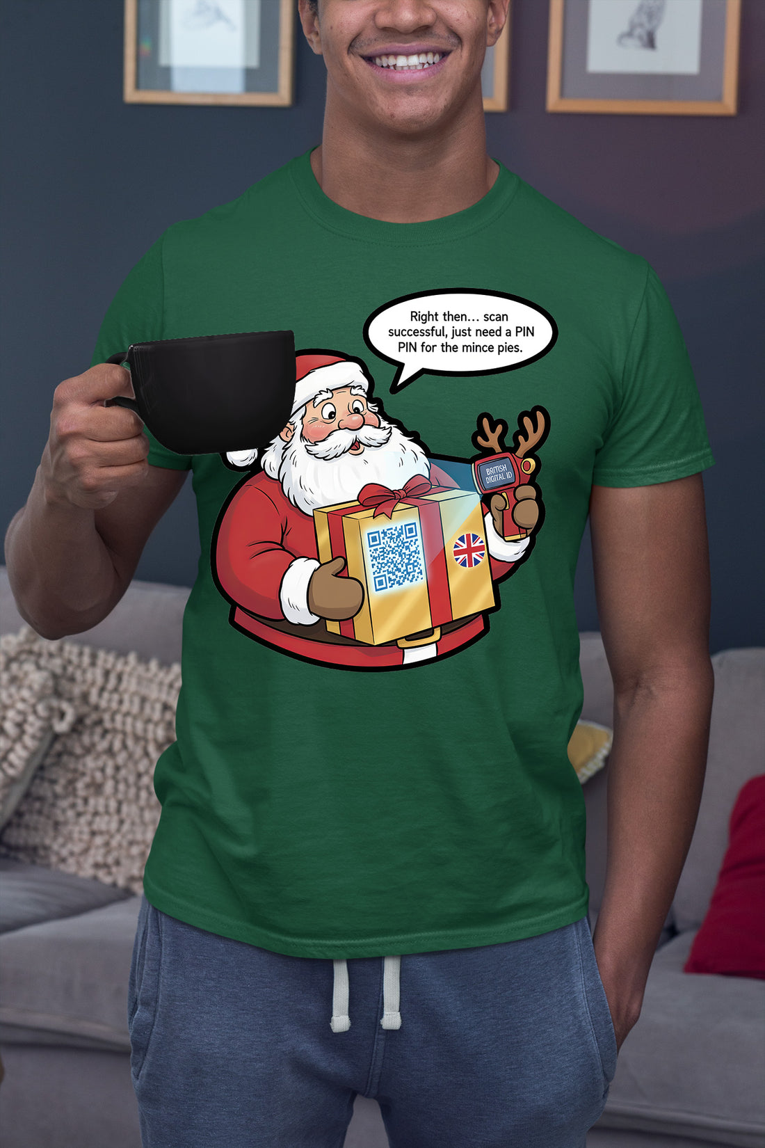 UK Digital ID Santa - Festive Christmas Security Badge Template for Online Use T-Shirt