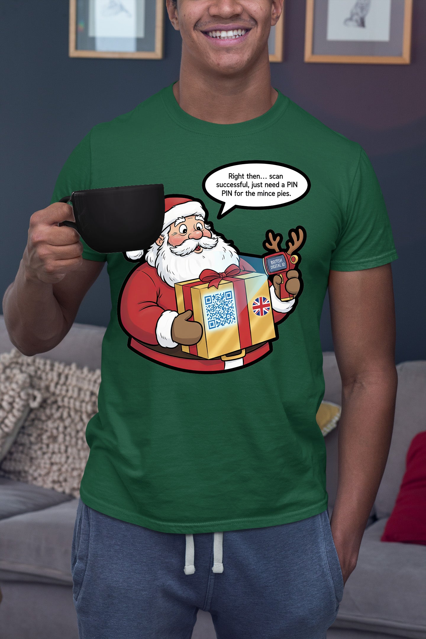 UK Digital ID Santa - Festive Christmas Security Badge Template for Online Use T-Shirt
