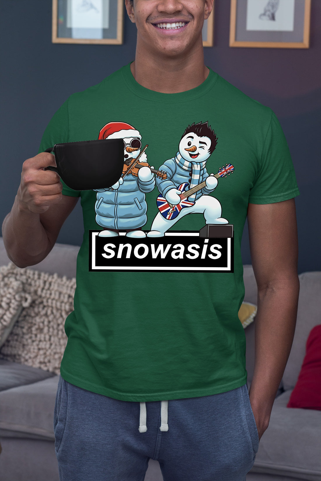 Snowasis Violin Gutar Winking Christmas Charm - Festive Music Gift T-Shirt