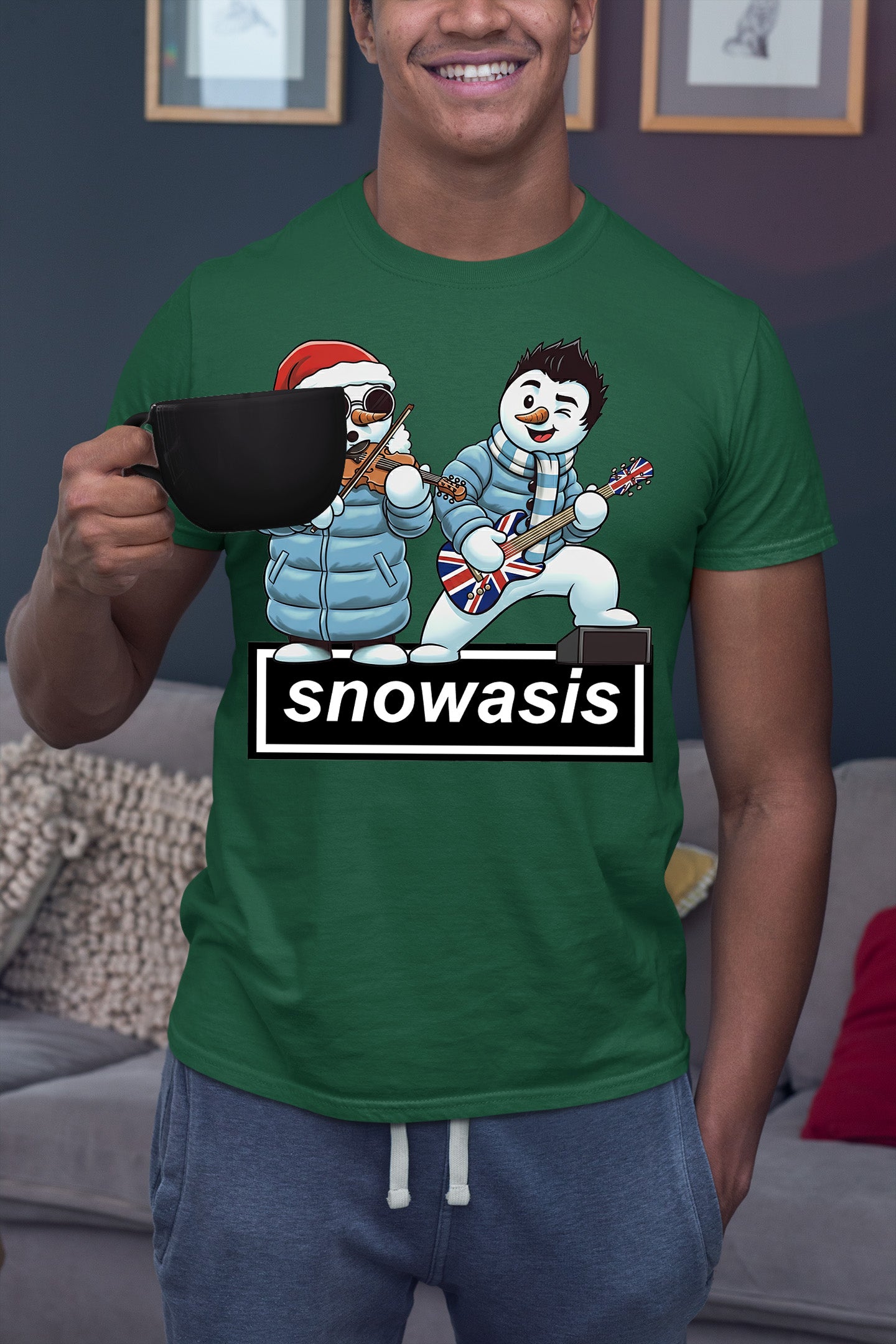 Snowasis Violin Gutar Winking Christmas Charm - Festive Music Gift T-Shirt