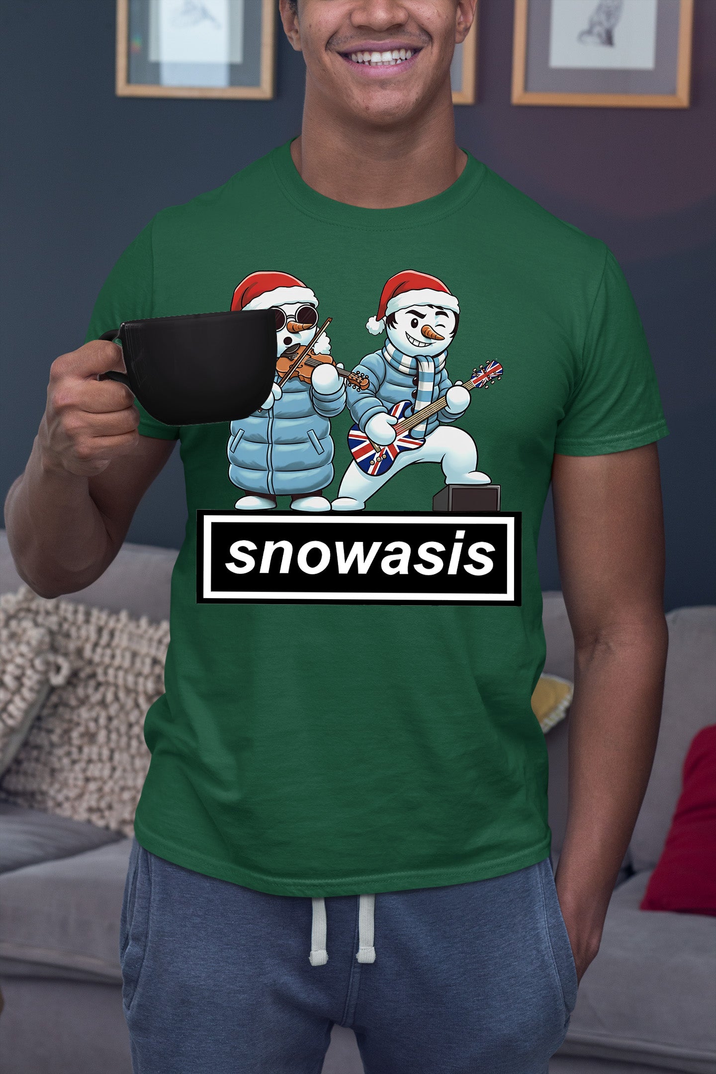 Snowasis Guitar and Violin Christmas Theme - Festive Gift for Music Lovers, Holiday Cheer, Unique Seasonal Accessory T-Shirt