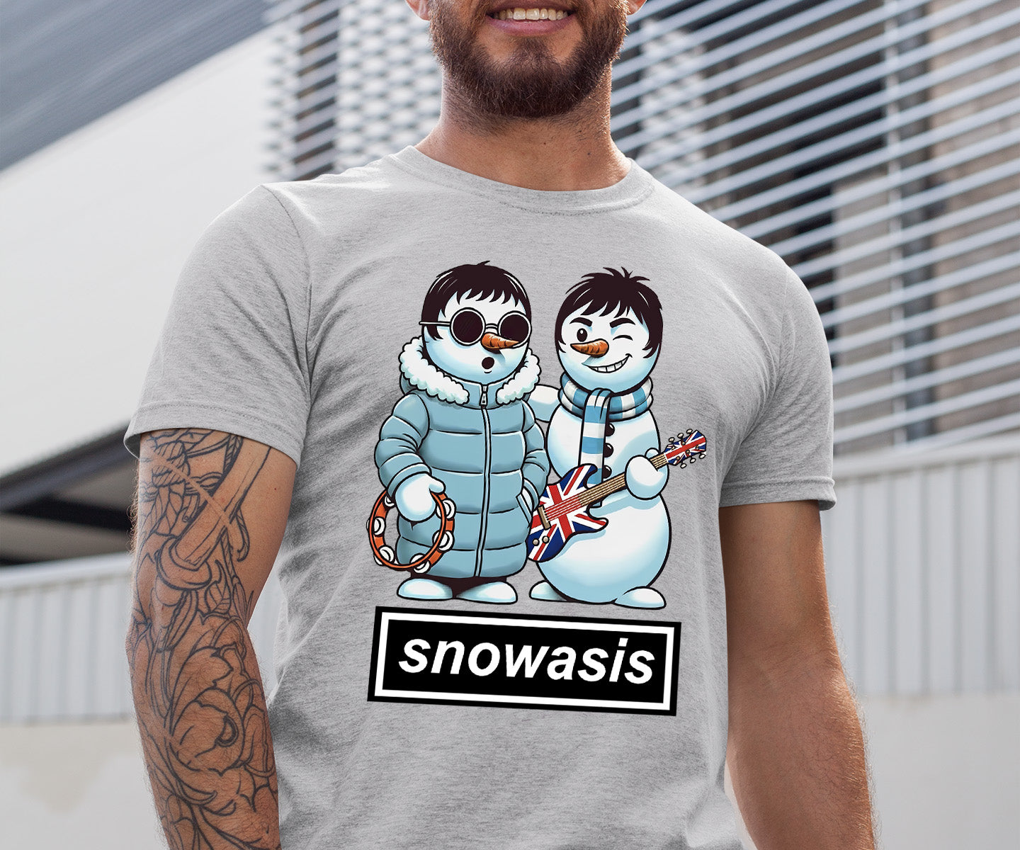 Snowasis Snowmen Guitar Christmas Charm - Whimsical Holiday Keepsake T-Shirt