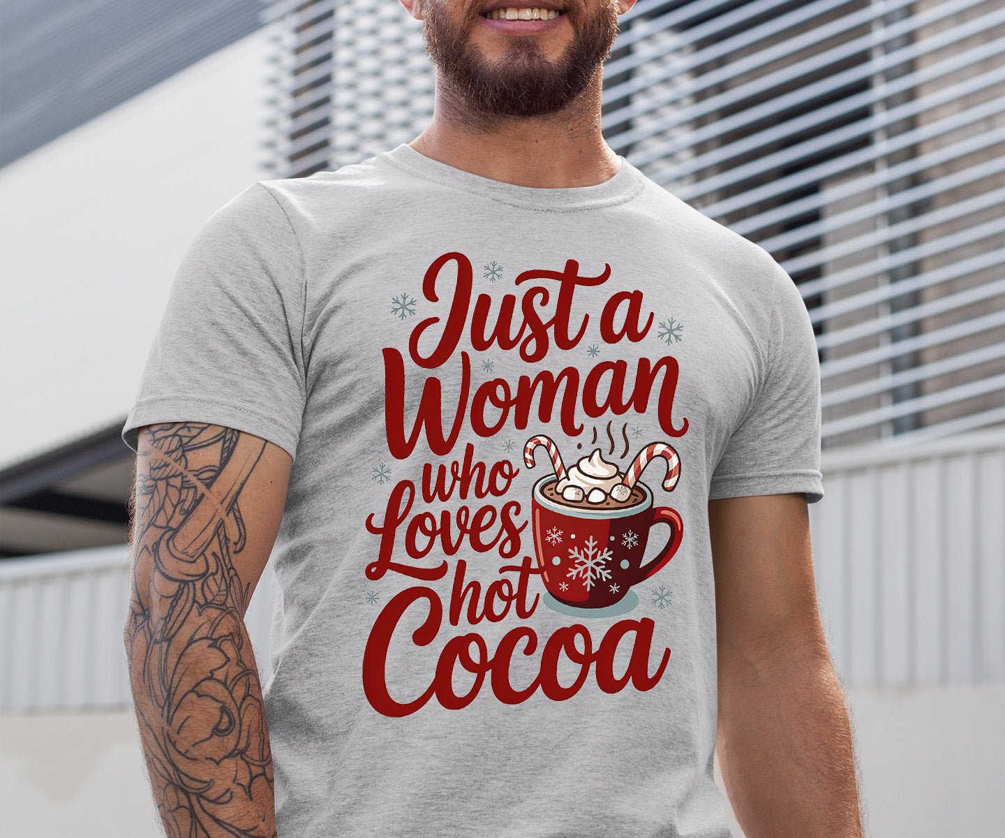 Christmas Gift for Her: Just a Woman Who Loves Hot Cocoa – Cozy Holiday Cheer T-Shirt