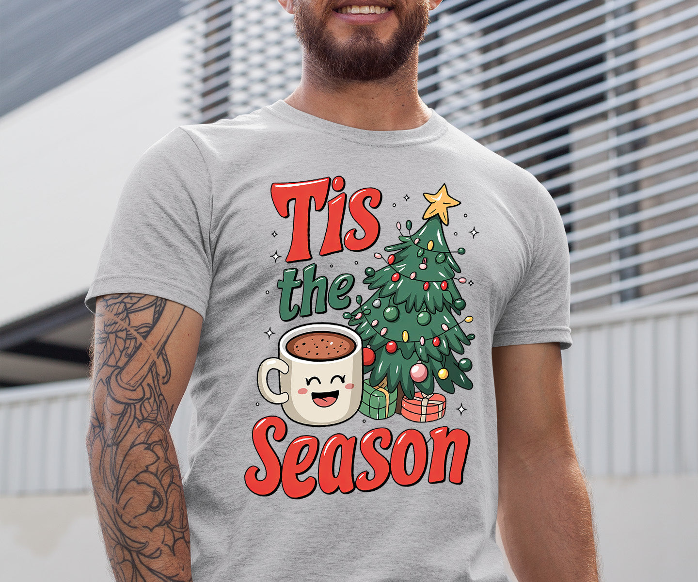 Tis the Season - Merry Christmas Village Scene - Cozy Winter Charm for Collectors, Handmade Gift for Holidays T-Shirt