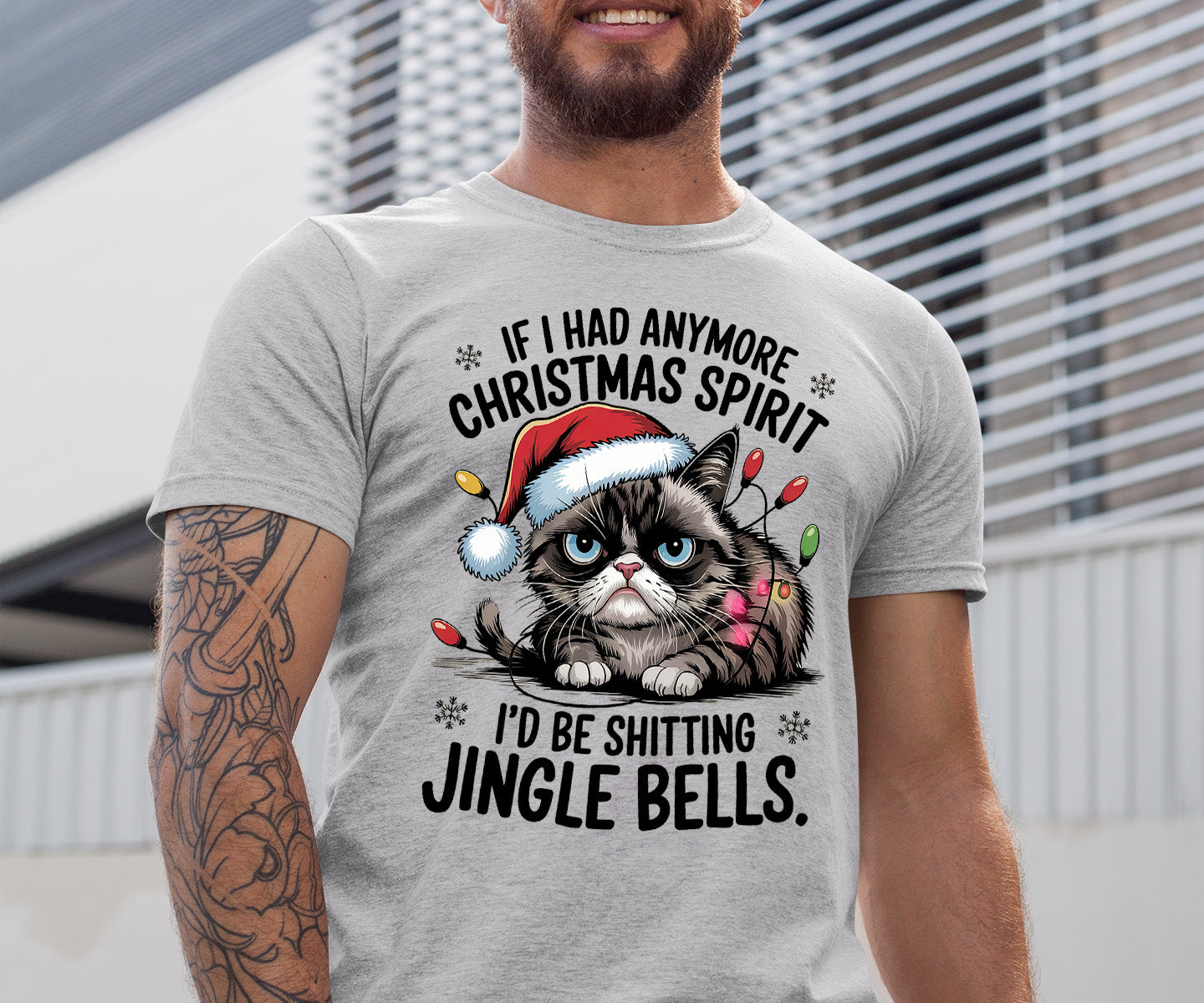 Christmas Spirit Cat Jingle Bells Gift for Cat Lovers, Festive Holiday Cheer T-Shirt