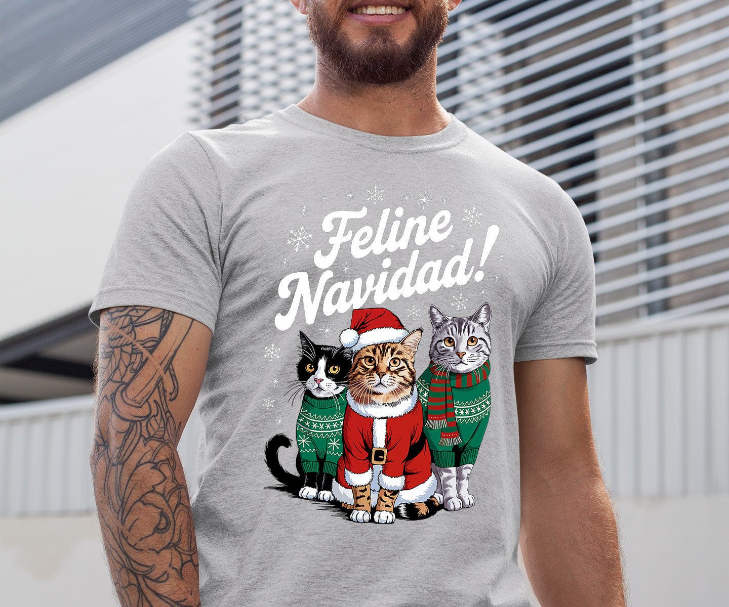 Cat Snowflakes Christmas Theme - Festive Holiday Cat Artwork for Season T-Shirt