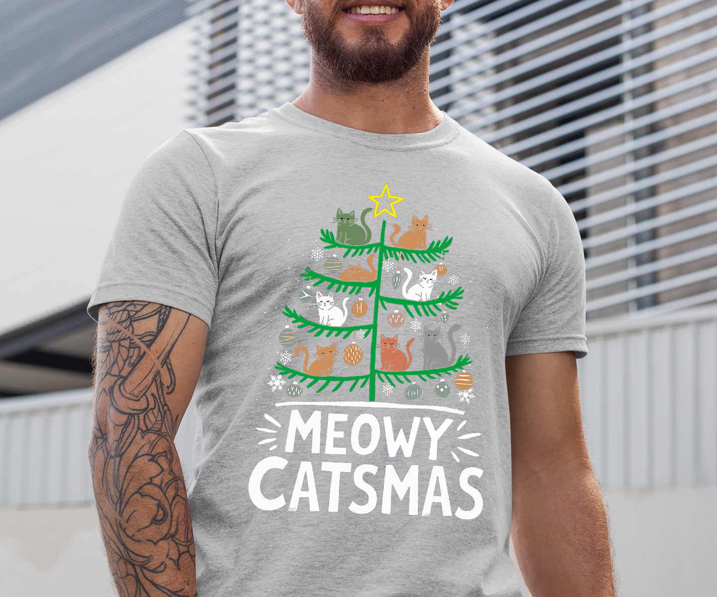Meowy Catmas Tree - Festive Christmas Gift for Cat Lovers, Holiday Keepsake T-Shirt