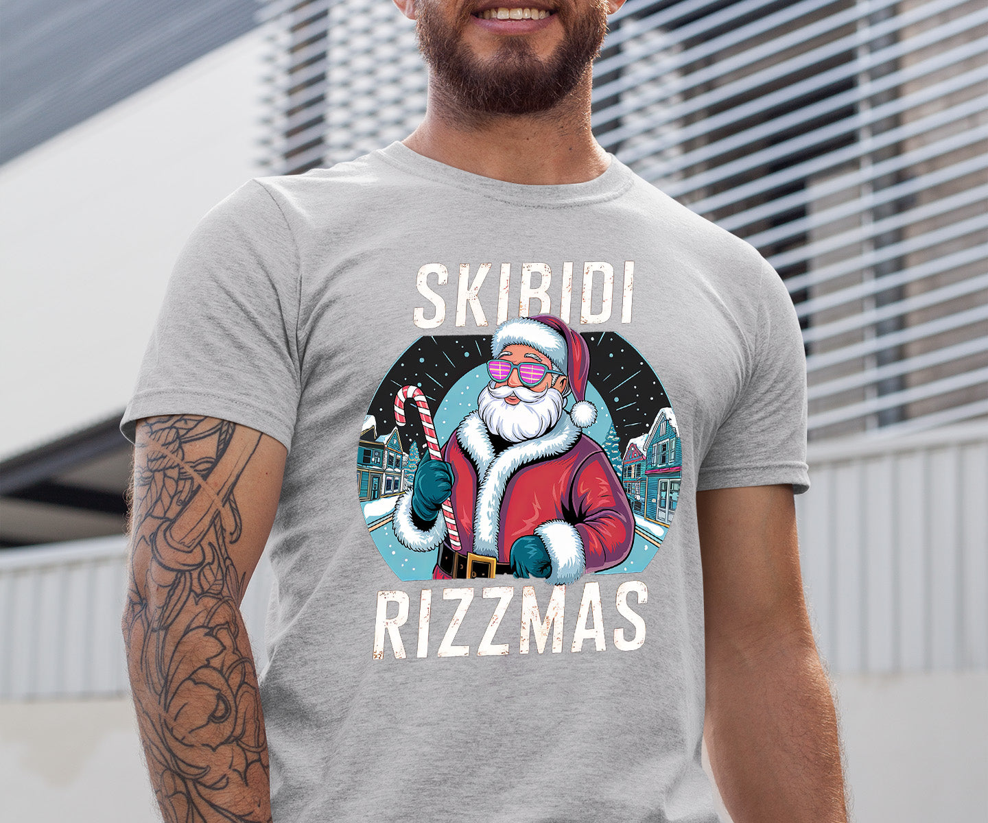 Skibidi Rizzman Santa Christmas Edition - Hilarious Pop Culture Gift Idea for Holidays, Festive Cheer T-Shirt