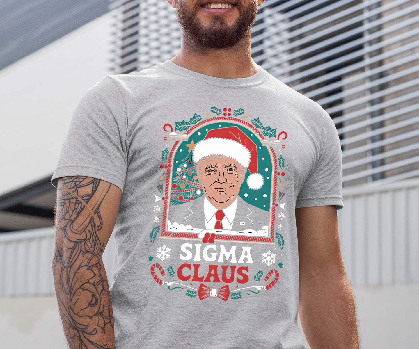 Sigma Claus Trump Christmas Charm, Holiday Satire Gift for Adults, Festive Political Humor Keepsake T-Shirt