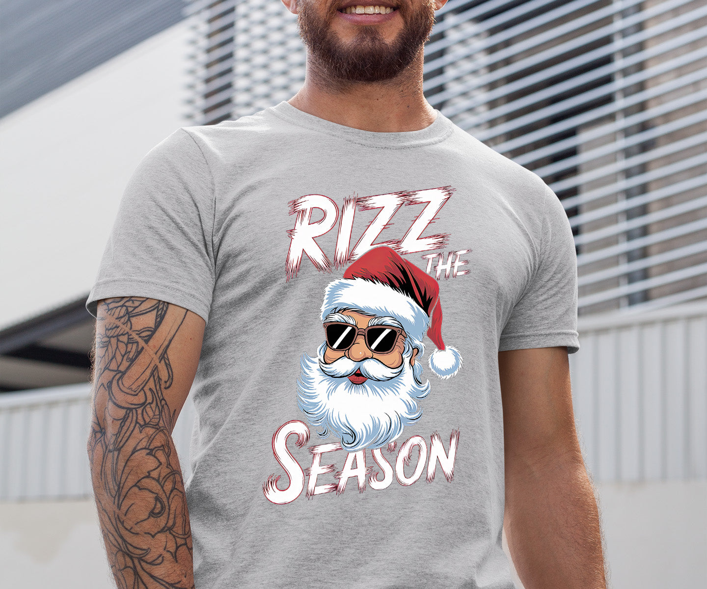 Rizz the Seasonn Santa Sunglasses – Christmas Santa Glasses, Funny Holiday Fashion Accessory, Festive Seasonal Gift Idea, Cozy Cheer T-Shirt