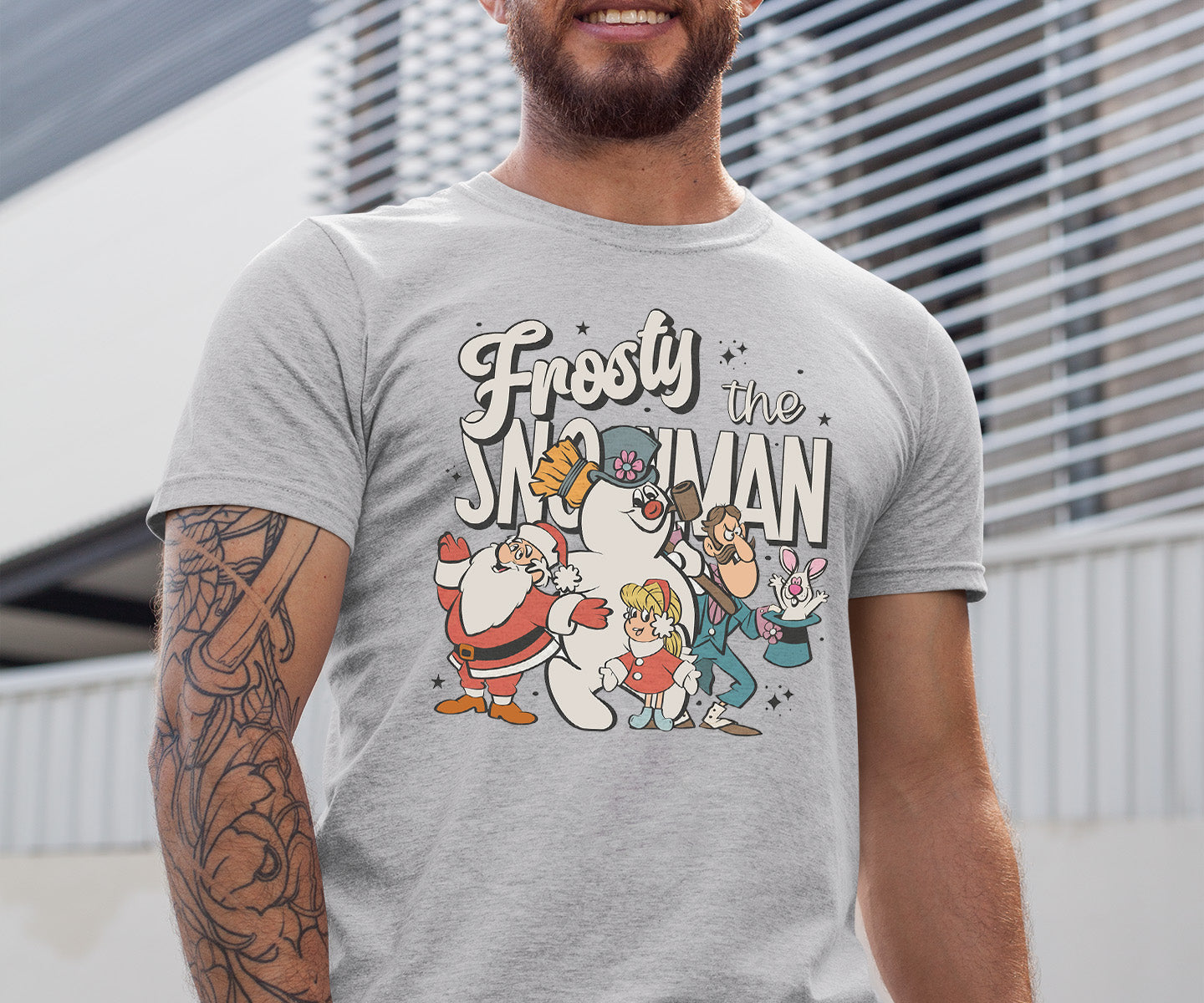 Frosty Snowman Christmas Theme Artwork, Cozy Winter Holiday Gift Idea, Seasonal Frosty Illustration T-Shirt
