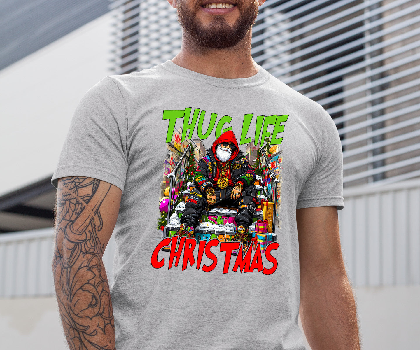 Thug Santa Christmas Theme | Bold Santa Claus Attitude Xmas Holiday Concept T-Shirt