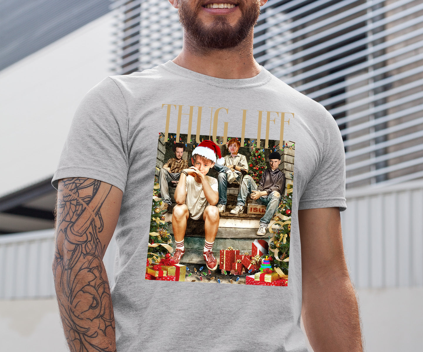 Christmas Thug Life Porch Santa Hat - Funny Santa Hat for Porch, Holiday Humor Gift T-Shirt