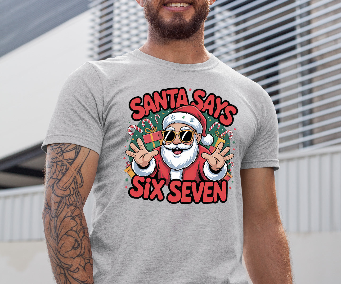Santa Says Six Seven - Christmas Phrase for Festive Season Gift, Sticker, or Apparel T-Shirt