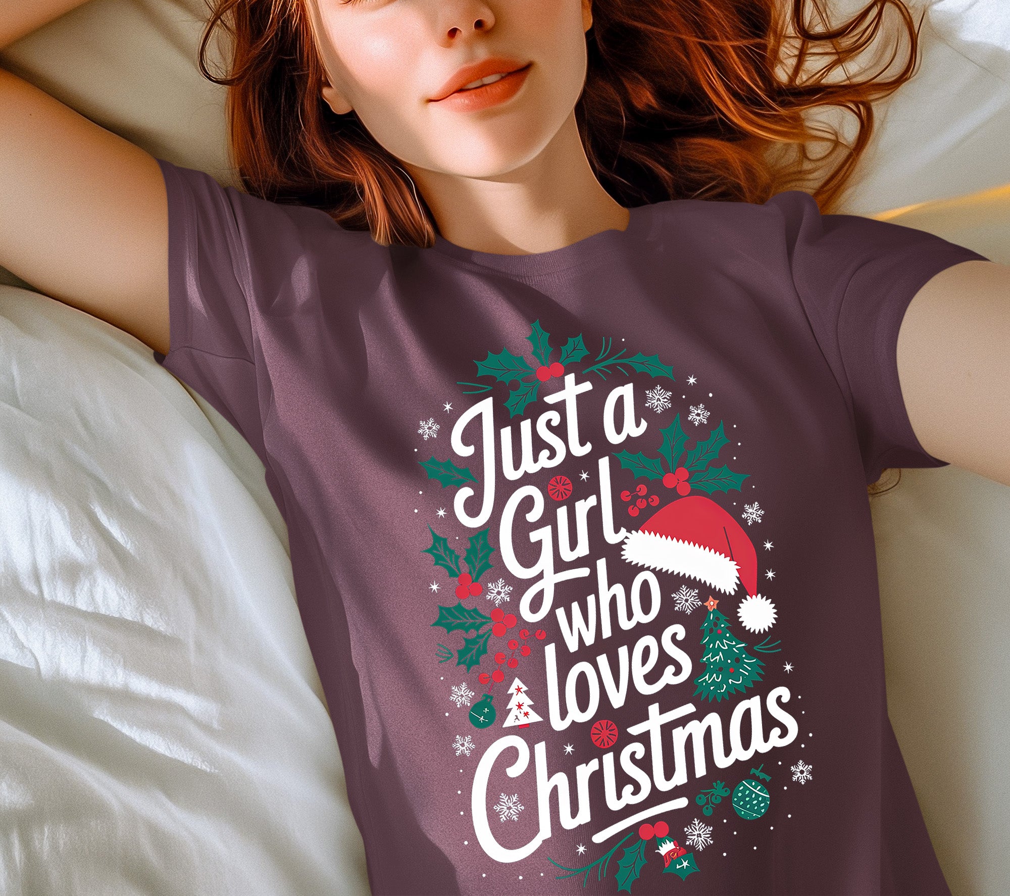 Just a Girl Who Loves Christmas - Festive, Cozy Christmas Theme for Her - Holiday Cheer Keepsake Accessory T-Shirt