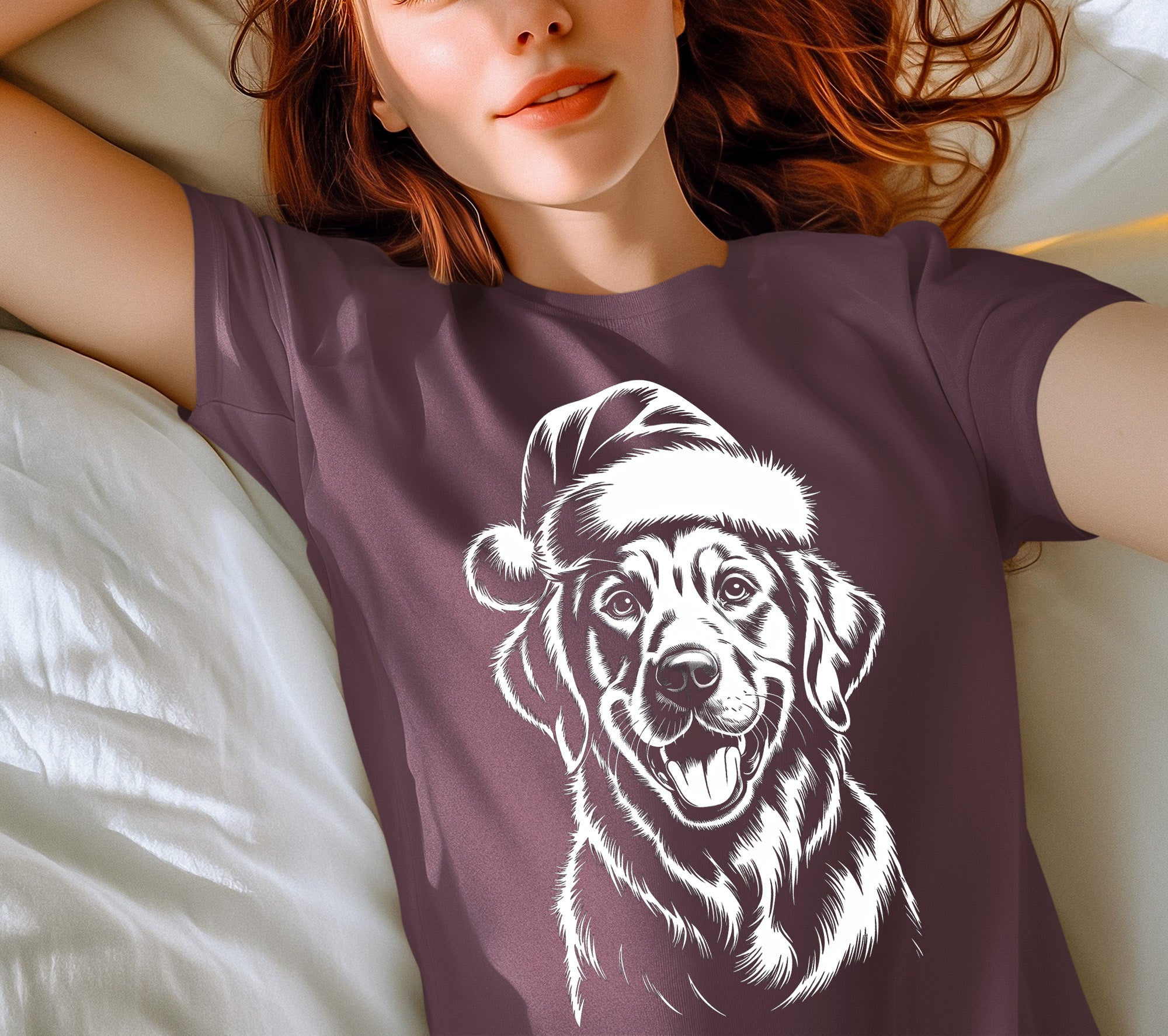 Christmas Dog Illustration for Pet Lovers – Festive Holiday Scene Gift Idea, Cozy Canine Portrait, Seasonal Cheer T-Shirt