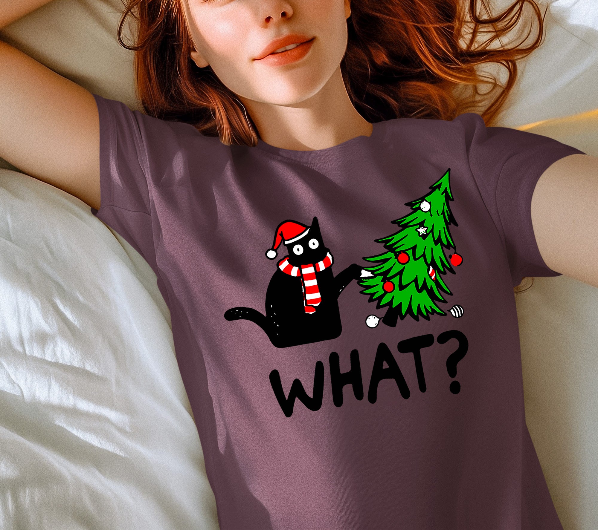 What Cat Says at Christmas - Funny Kitty Gift for Cat Lovers, Holiday Humor, Whiskers & Paws, Cozy Christmas Cheer T-Shirt