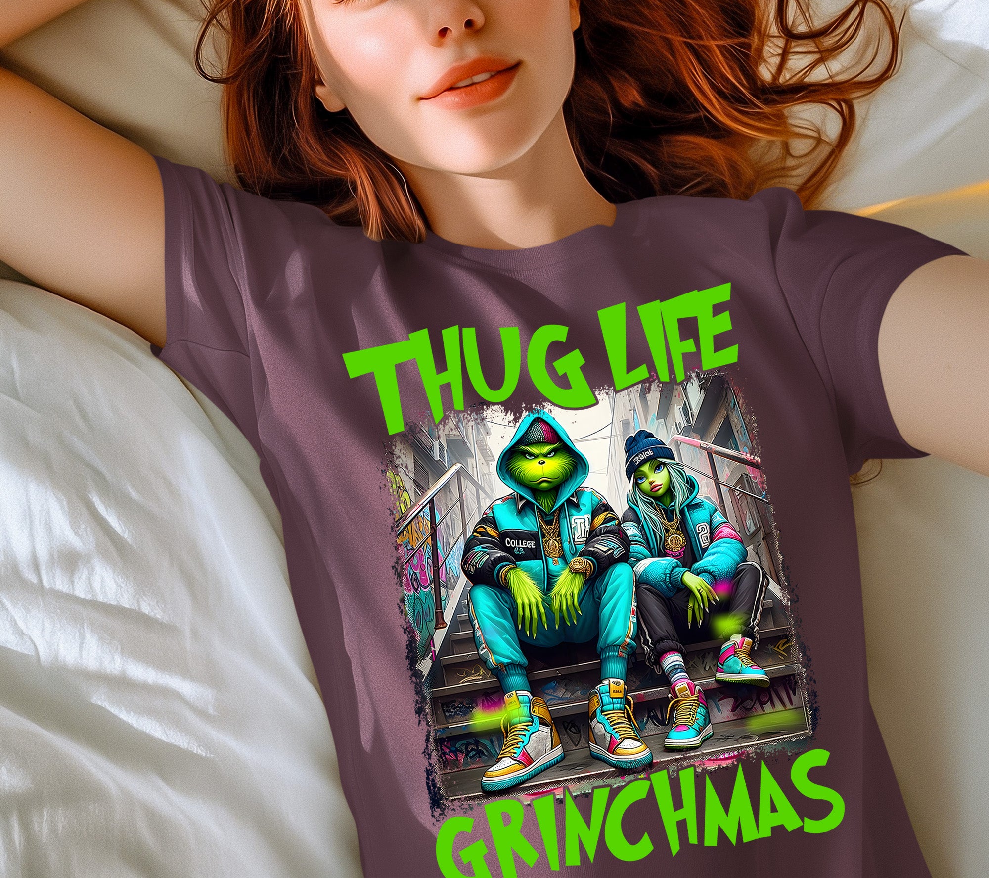 Thug Life Grinchmas | Christmas Meme Graphics for Holiday Crafts and Gifts | Grinch Humor Theme T-Shirt