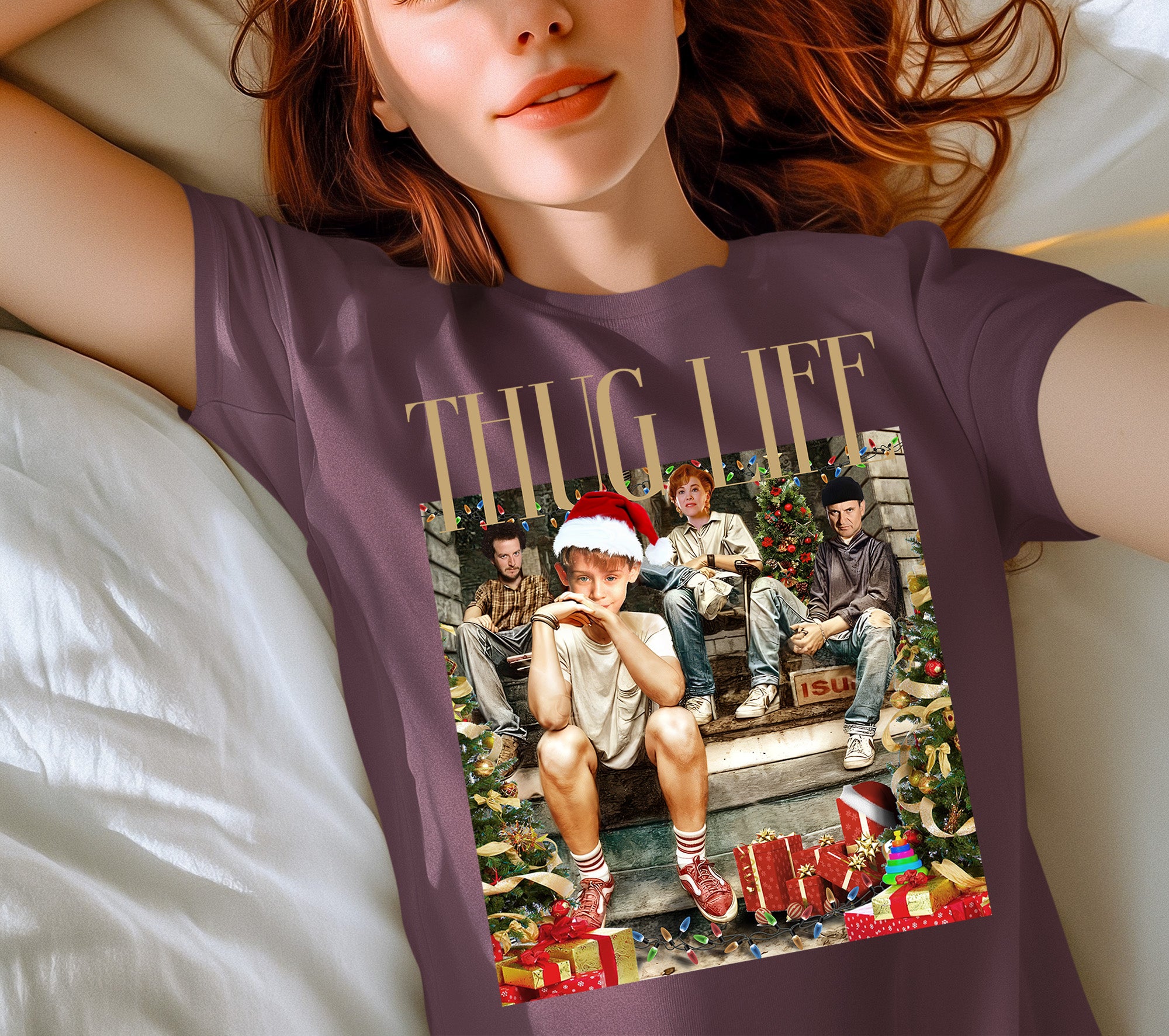 Christmas Thug Life Porch Santa Hat - Funny Santa Hat for Porch, Holiday Humor Gift T-Shirt