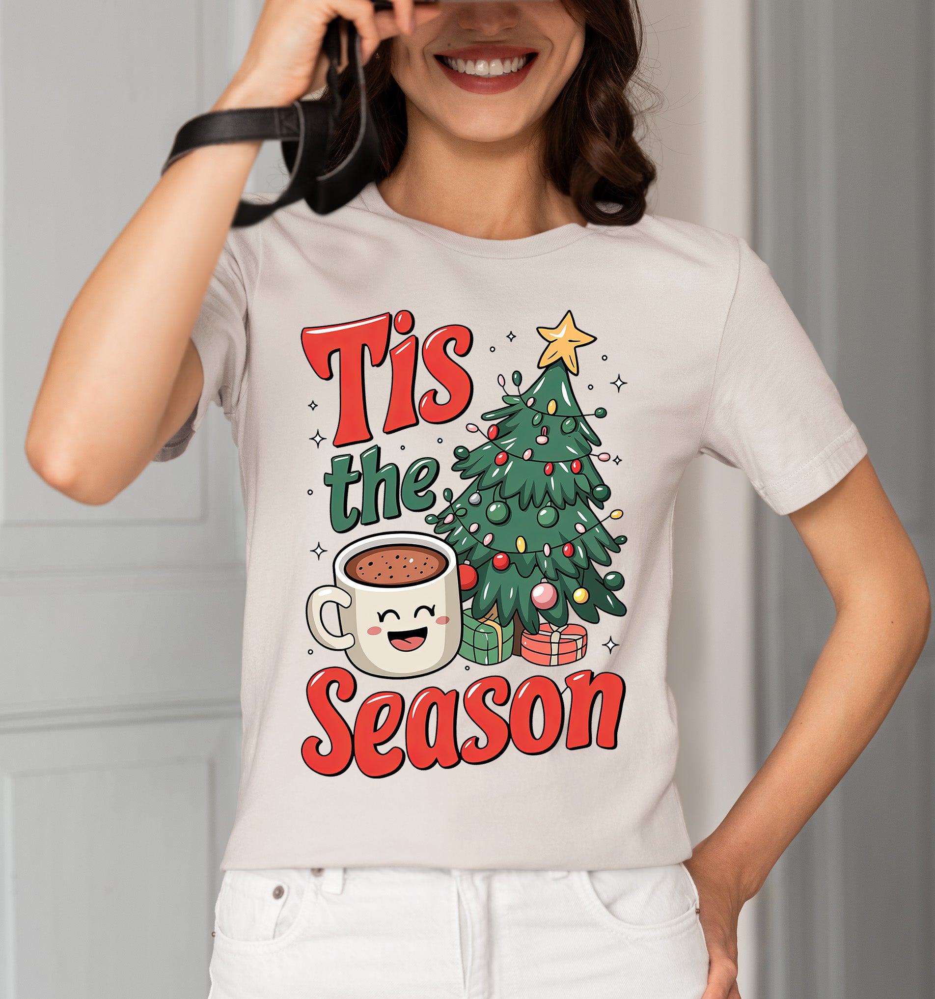 Tis the Season - Merry Christmas Village Scene - Cozy Winter Charm for Collectors, Handmade Gift for Holidays T-Shirt