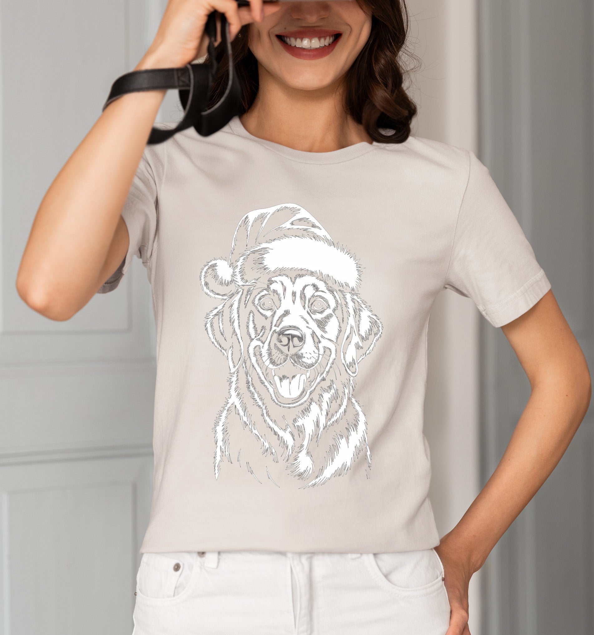 Christmas Dog Illustration for Pet Lovers – Festive Holiday Scene Gift Idea, Cozy Canine Portrait, Seasonal Cheer T-Shirt