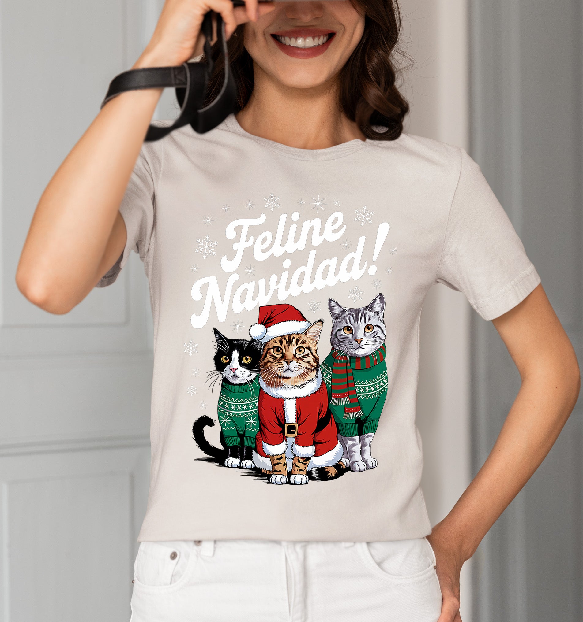 Cat Snowflakes Christmas Theme - Festive Holiday Cat Artwork for Season T-Shirt