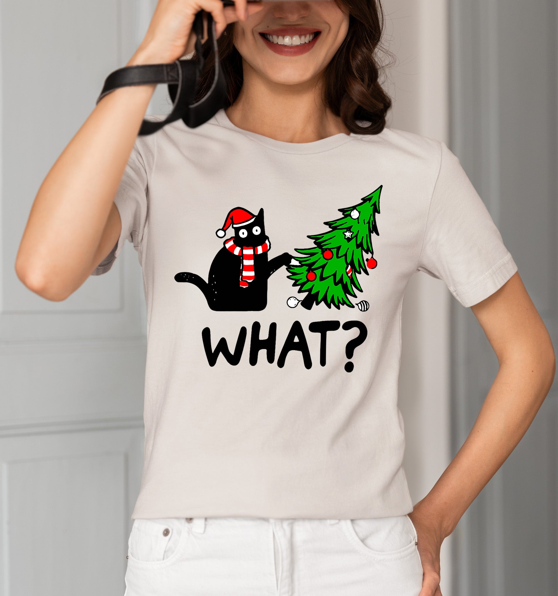 What Cat Says at Christmas - Funny Kitty Gift for Cat Lovers, Holiday Humor, Whiskers & Paws, Cozy Christmas Cheer T-Shirt