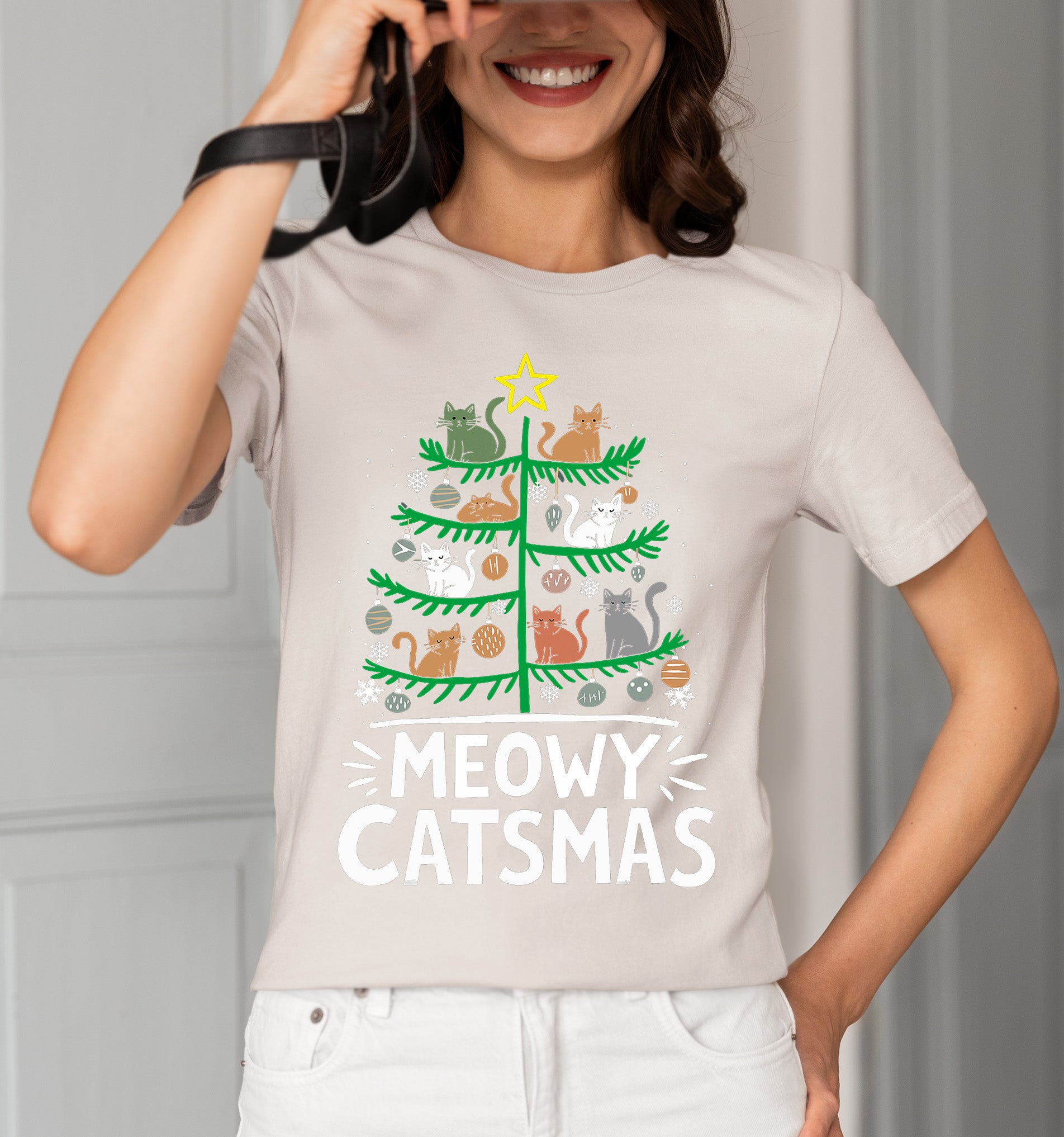 Meowy Catmas Tree - Festive Christmas Gift for Cat Lovers, Holiday Keepsake T-Shirt