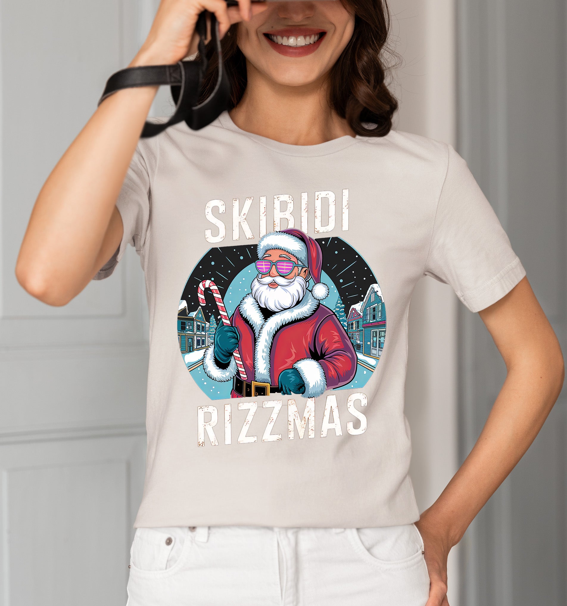 Skibidi Rizzman Santa Christmas Edition - Hilarious Pop Culture Gift Idea for Holidays, Festive Cheer T-Shirt