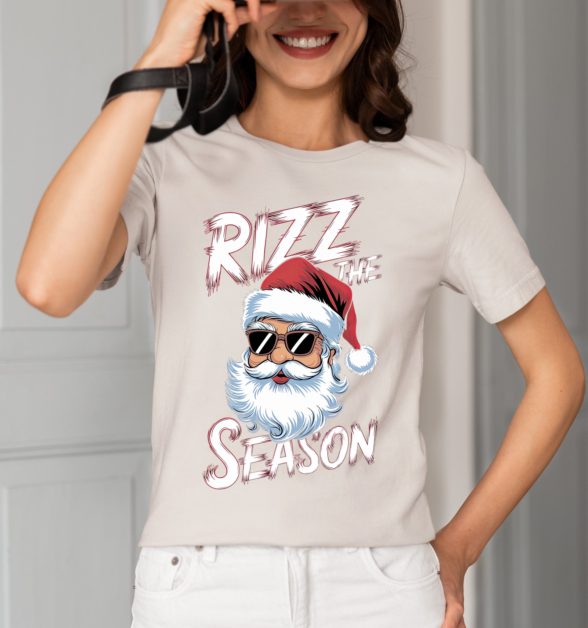 Rizz the Seasonn Santa Sunglasses – Christmas Santa Glasses, Funny Holiday Fashion Accessory, Festive Seasonal Gift Idea, Cozy Cheer T-Shirt